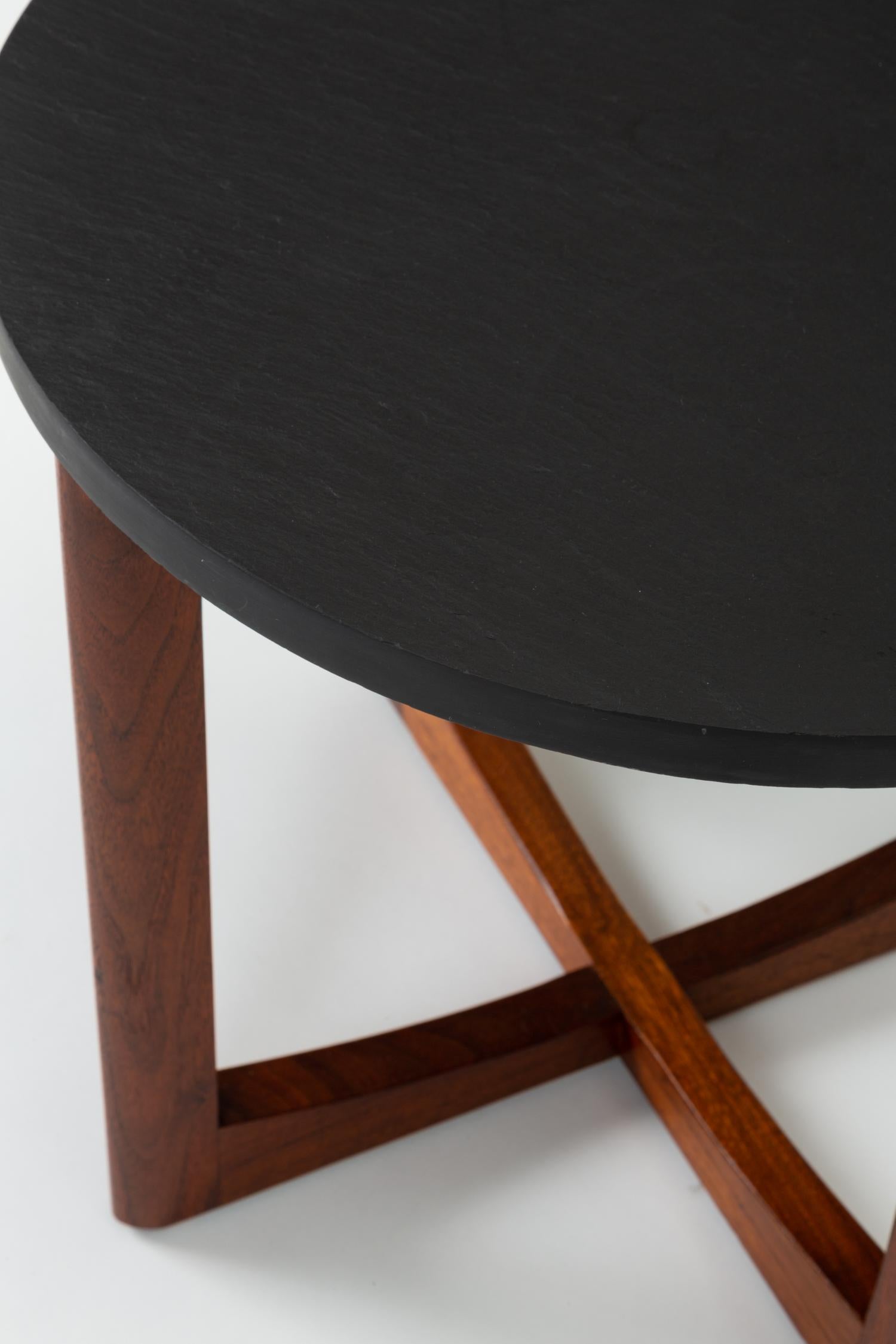 Pair of Round Side Tables with Slate Top 4