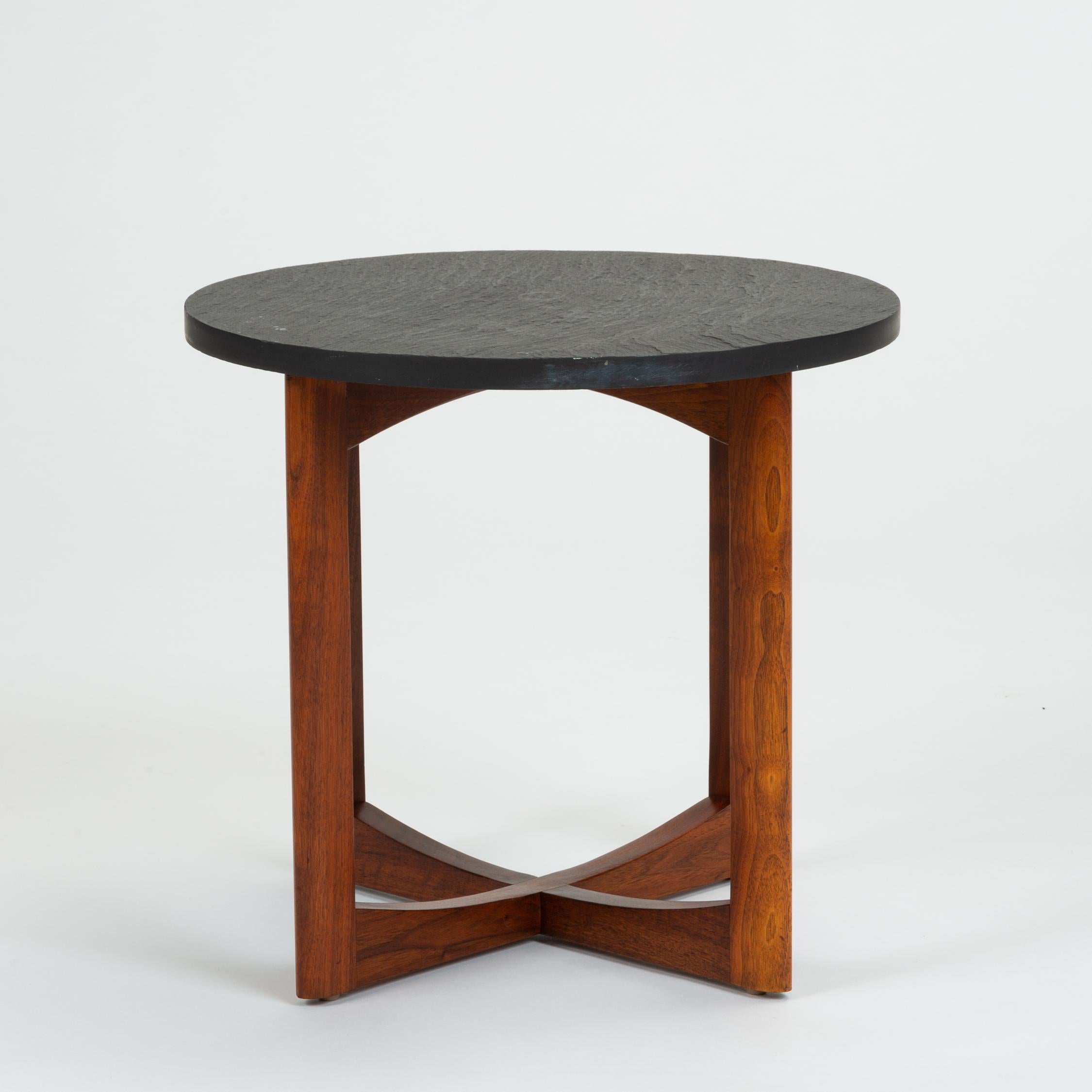 American Pair of Round Side Tables with Slate Top