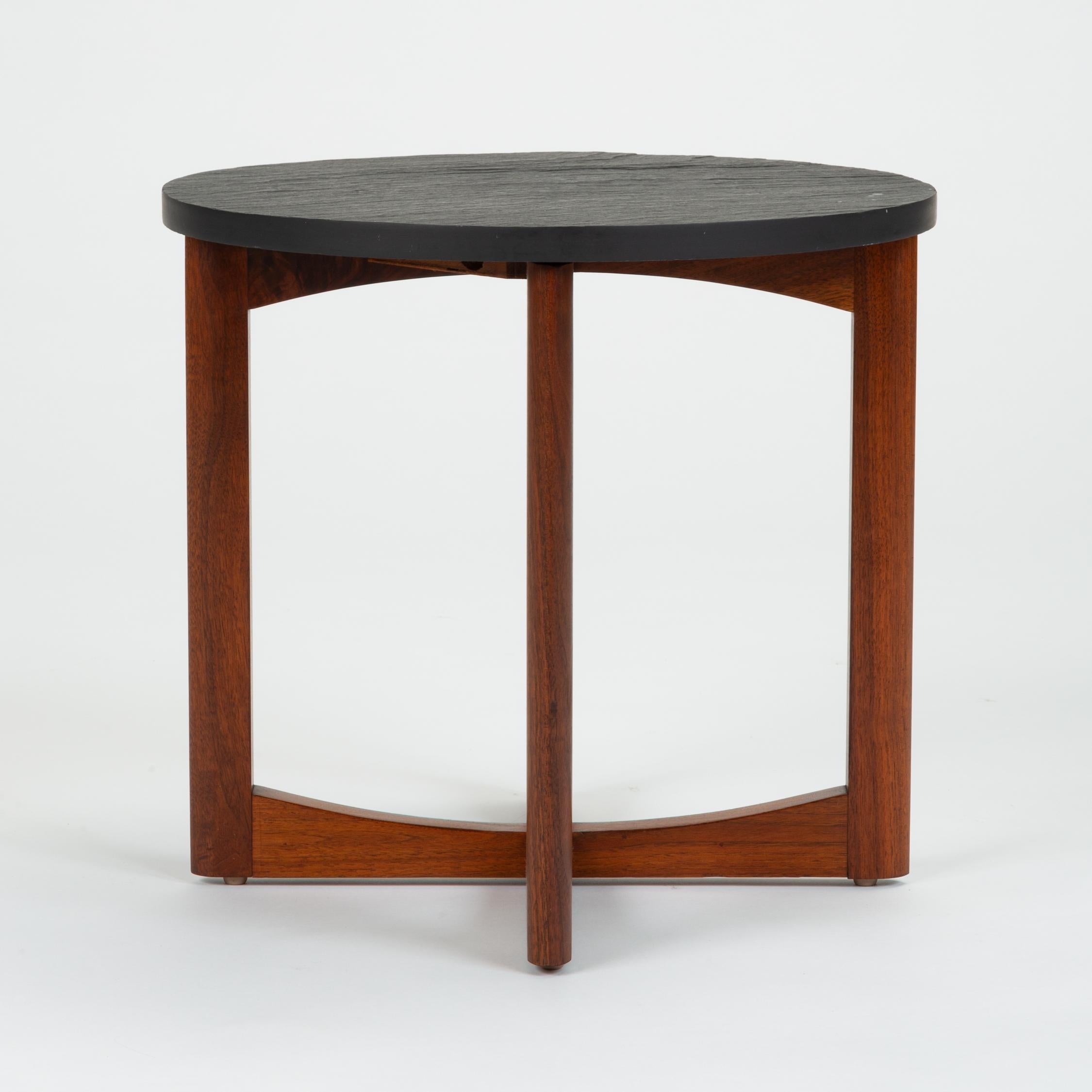 Pair of Round Side Tables with Slate Top 1