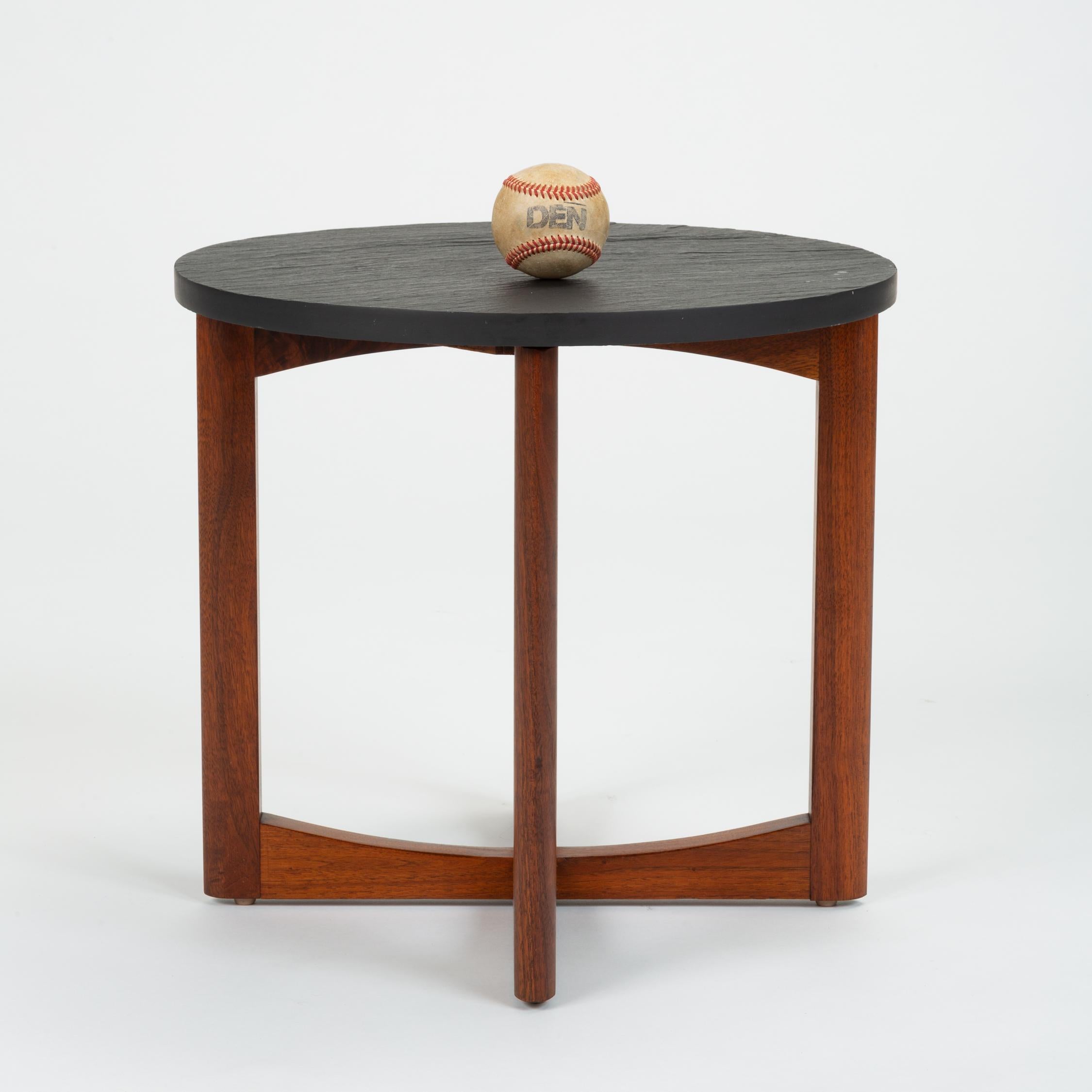 Pair of Round Side Tables with Slate Top 2