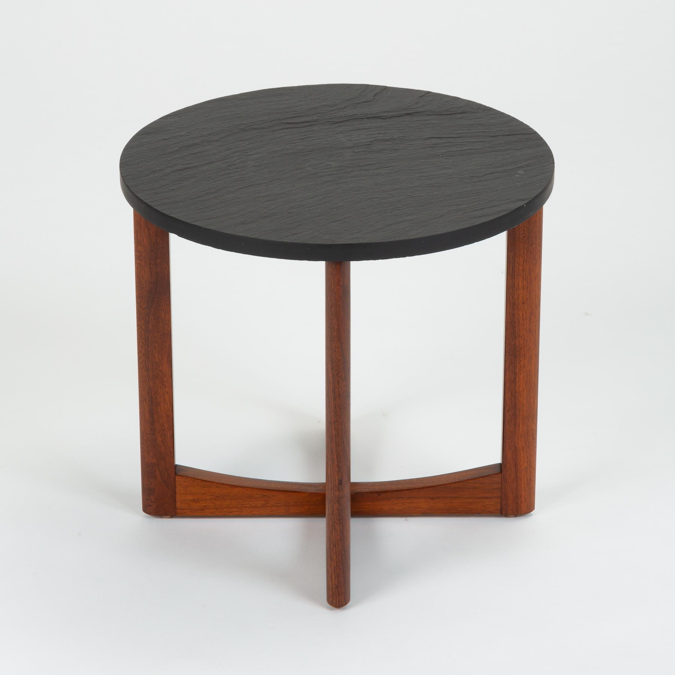 Pair of Round Side Tables with Slate Top 3