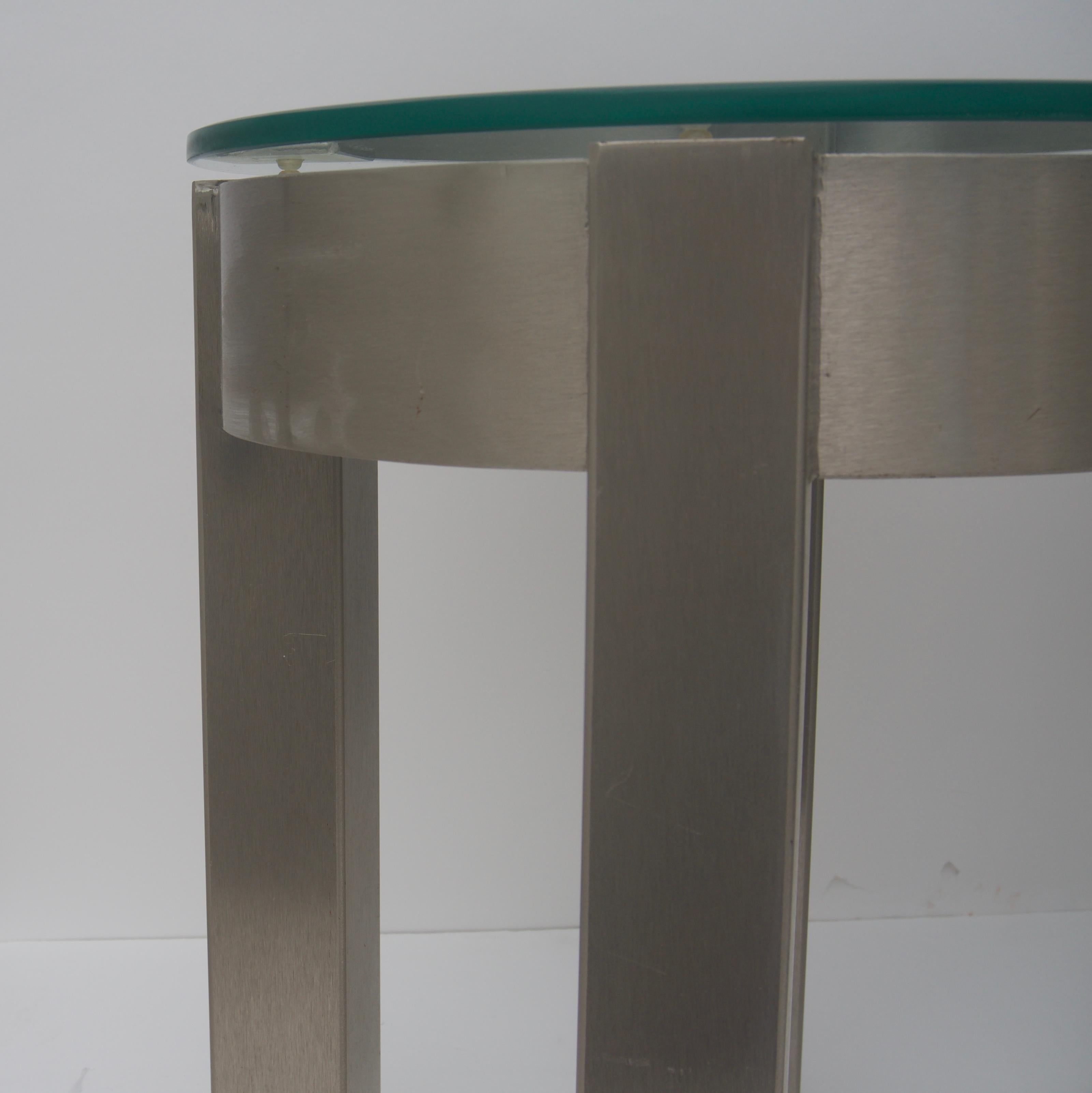 Modern Pair of Round Stainless Steel Side Tables For Sale