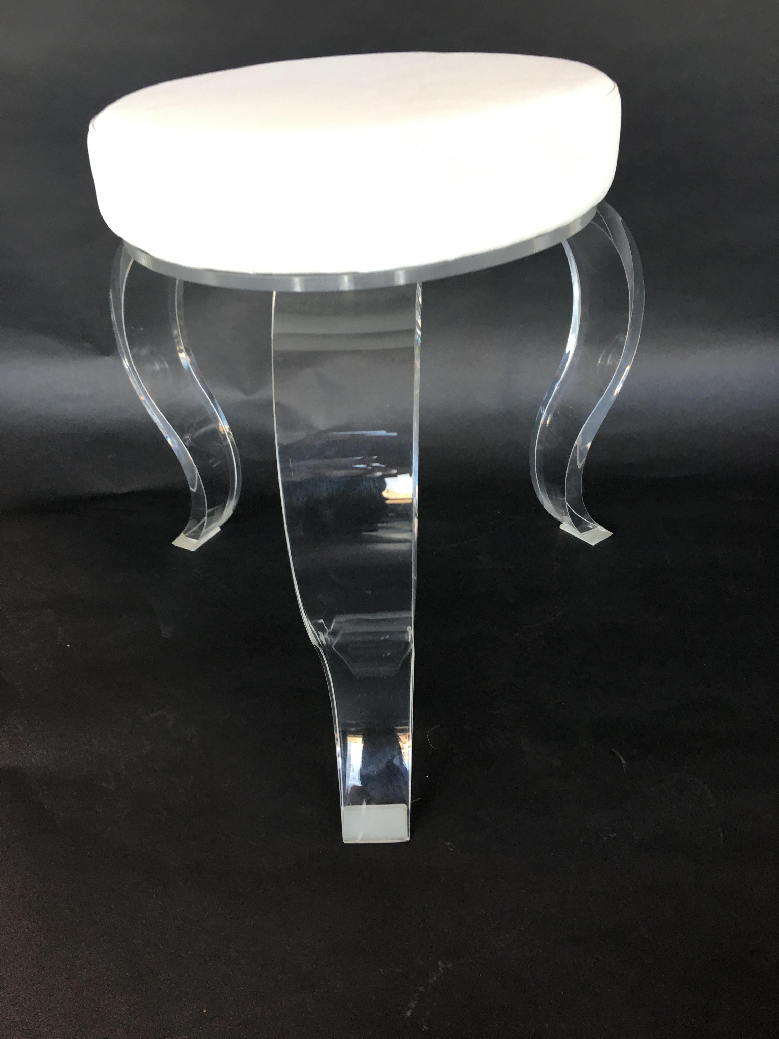 Other Pair of Round Stools with Lucite Legs For Sale