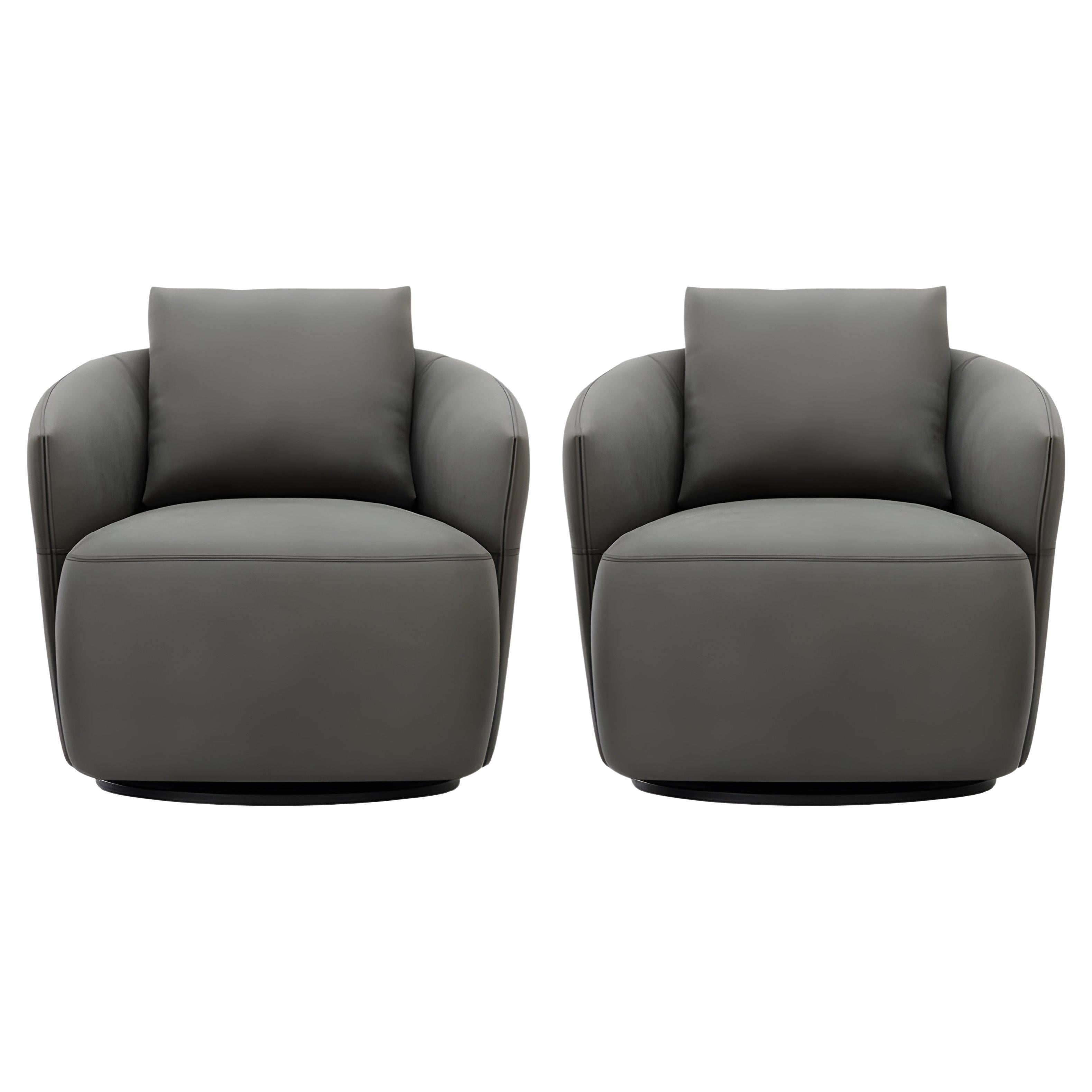 Paar runde drehbare Sessel mit Auto-Return-Mechanismus
