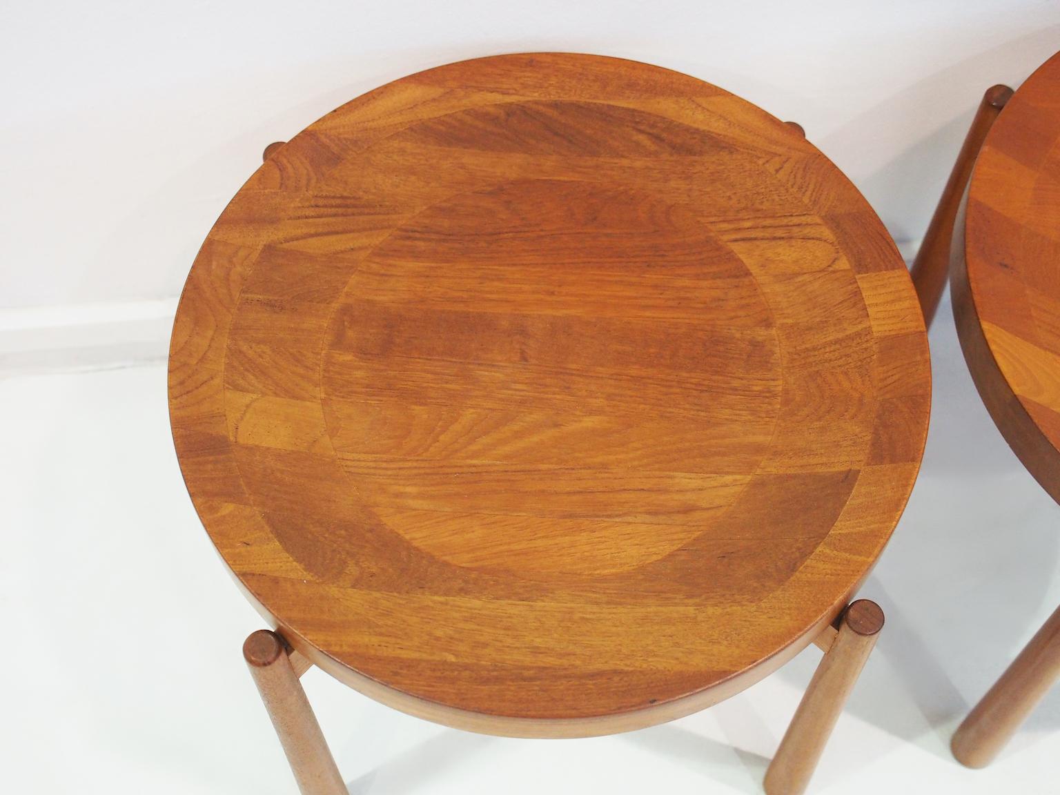 Danish Pair of Round Teak Tray Tables Attributed to Jens Harald Quistgaard For Sale