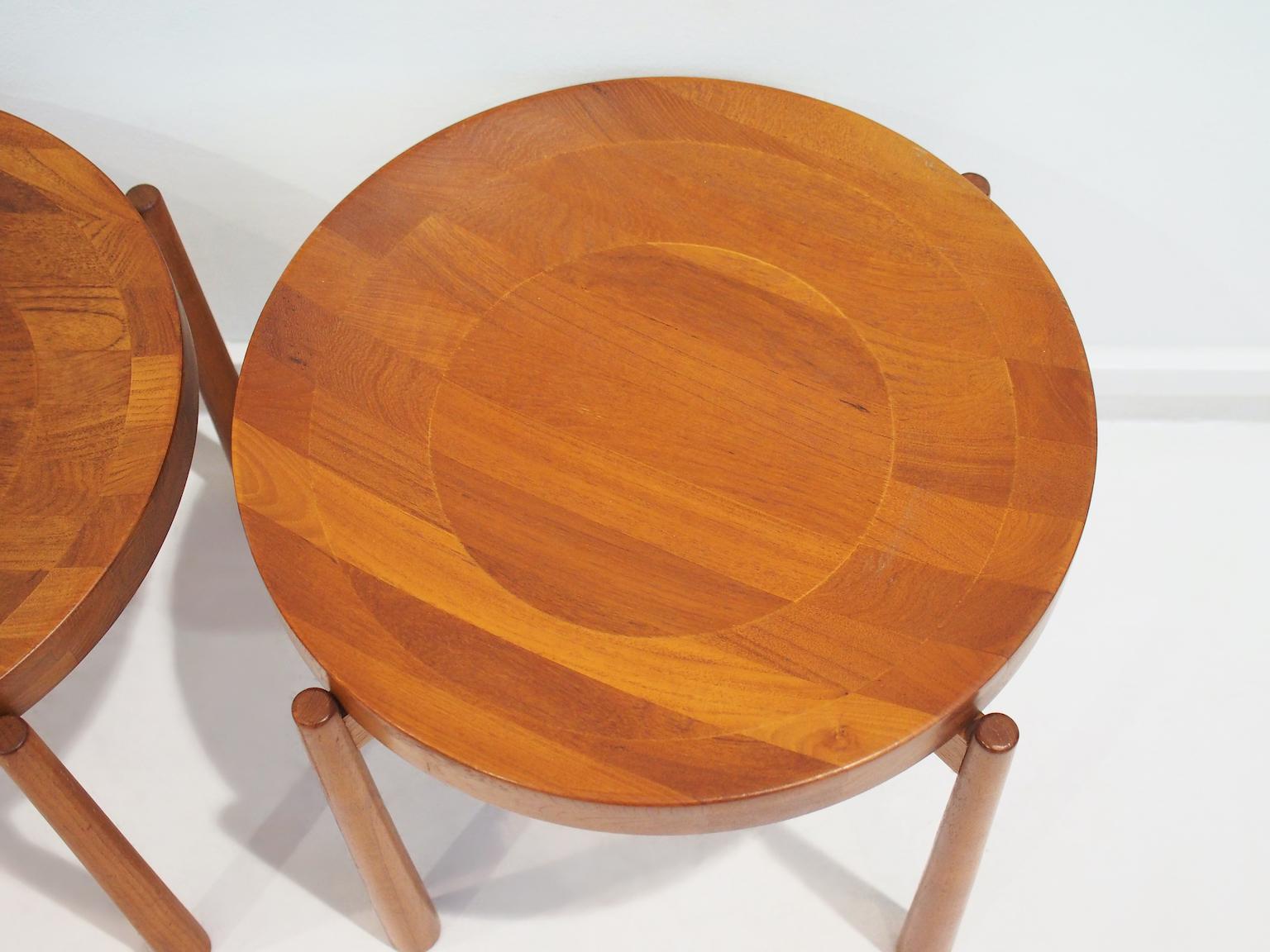 Pair of Round Teak Tray Tables Attributed to Jens Harald Quistgaard In Good Condition For Sale In Madrid, ES