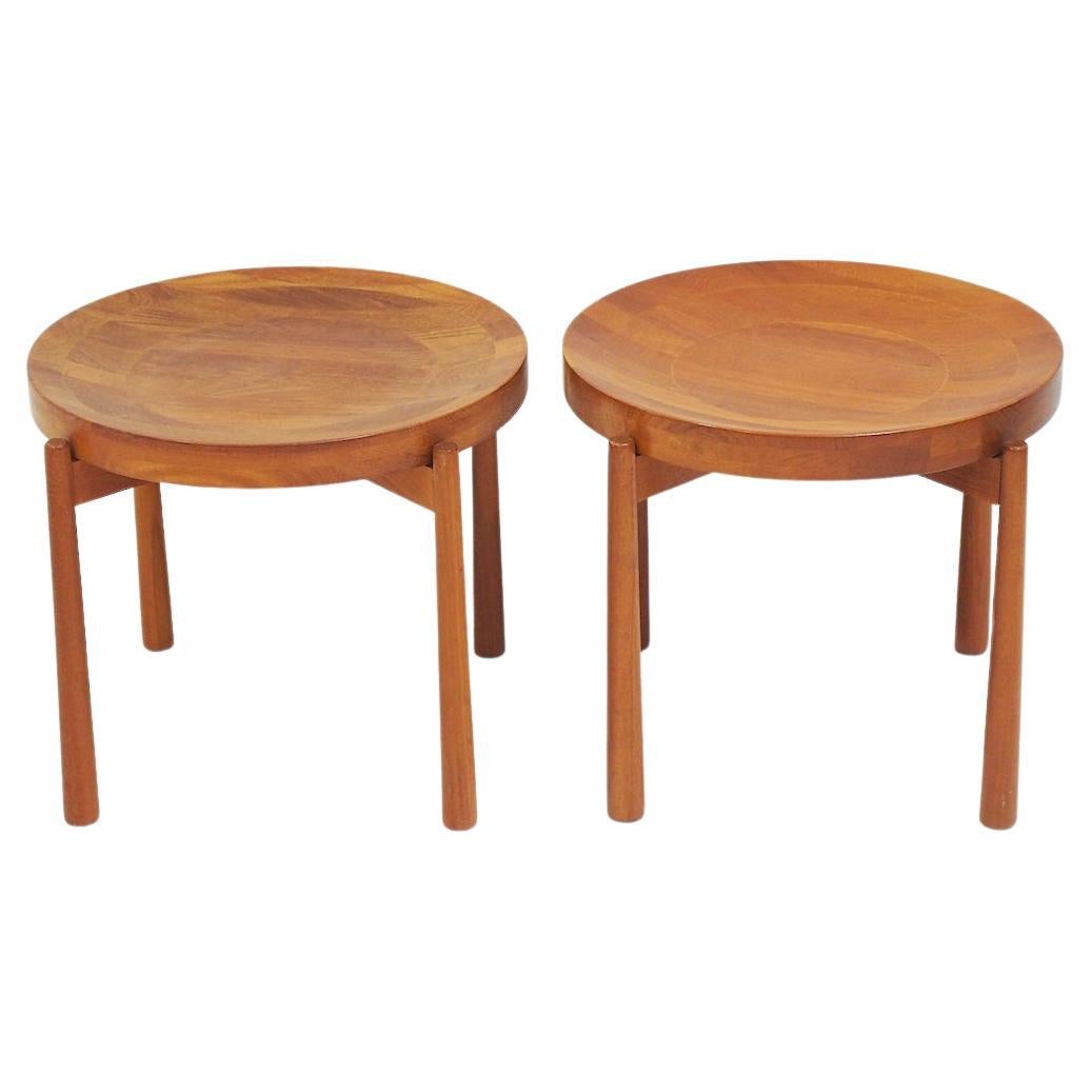 Pair of Round Teak Tray Tables Attributed to Jens Harald Quistgaard For Sale