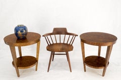 Pair of Round Two Tier Tortoiseshell Side End Tables Stands Pedestals