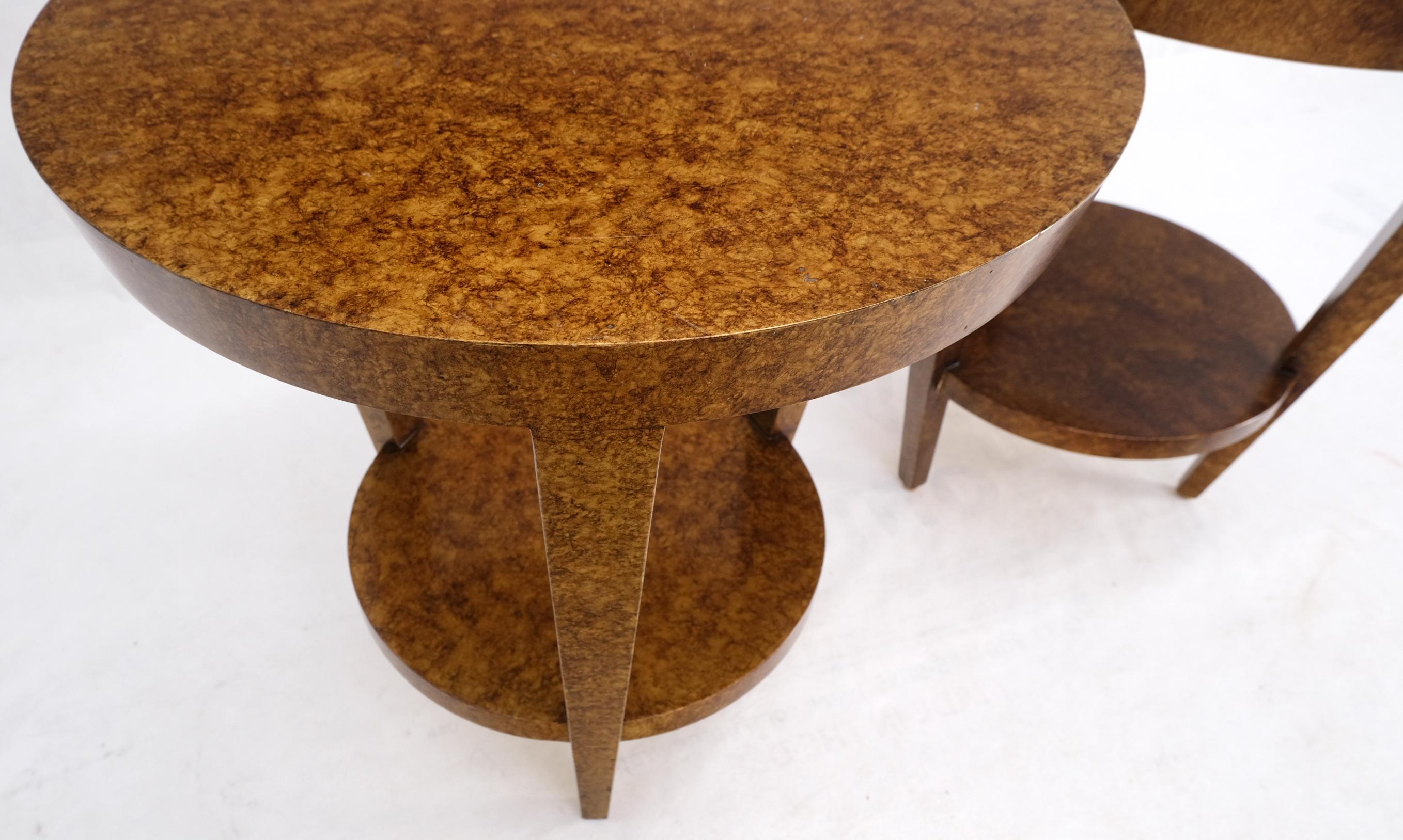 Pair of Round Two Tier Tortoiseshell Side End Tables Stands Pedestals 1