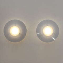 Pair of Round Wall or Ceiling Lamps by Egoluce, 1980s