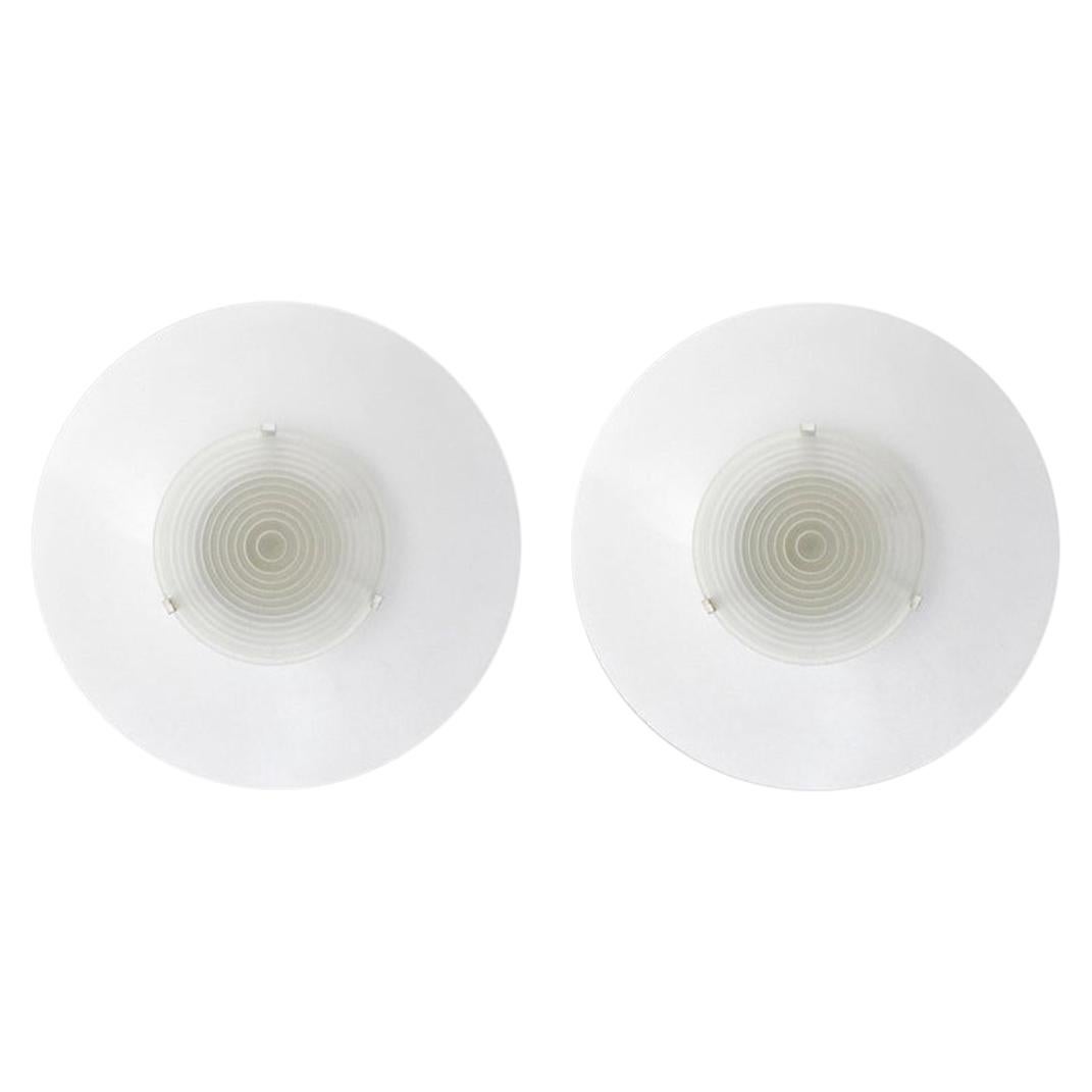 Pair of Round Wall or Ceiling Lamps by Egoluce, 1980s For Sale