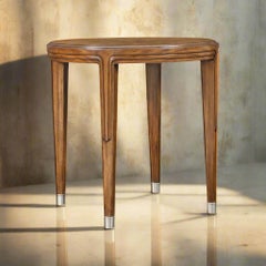 Pair of Round Walnut Art Deco Side Tables