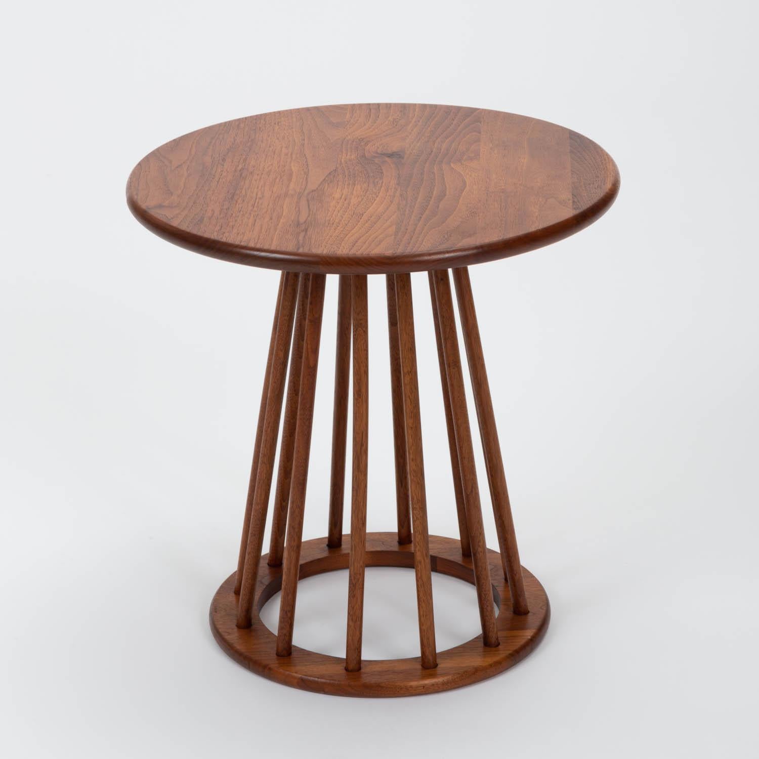 Pair of Round Walnut Side Tables by Arthur Umanoff for Washington Woodcraft 3