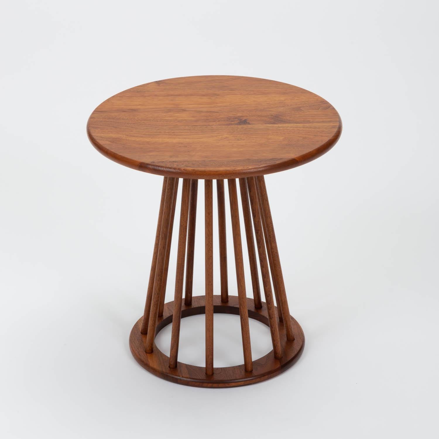 Pair of Round Walnut Side Tables by Arthur Umanoff for Washington Woodcraft 4