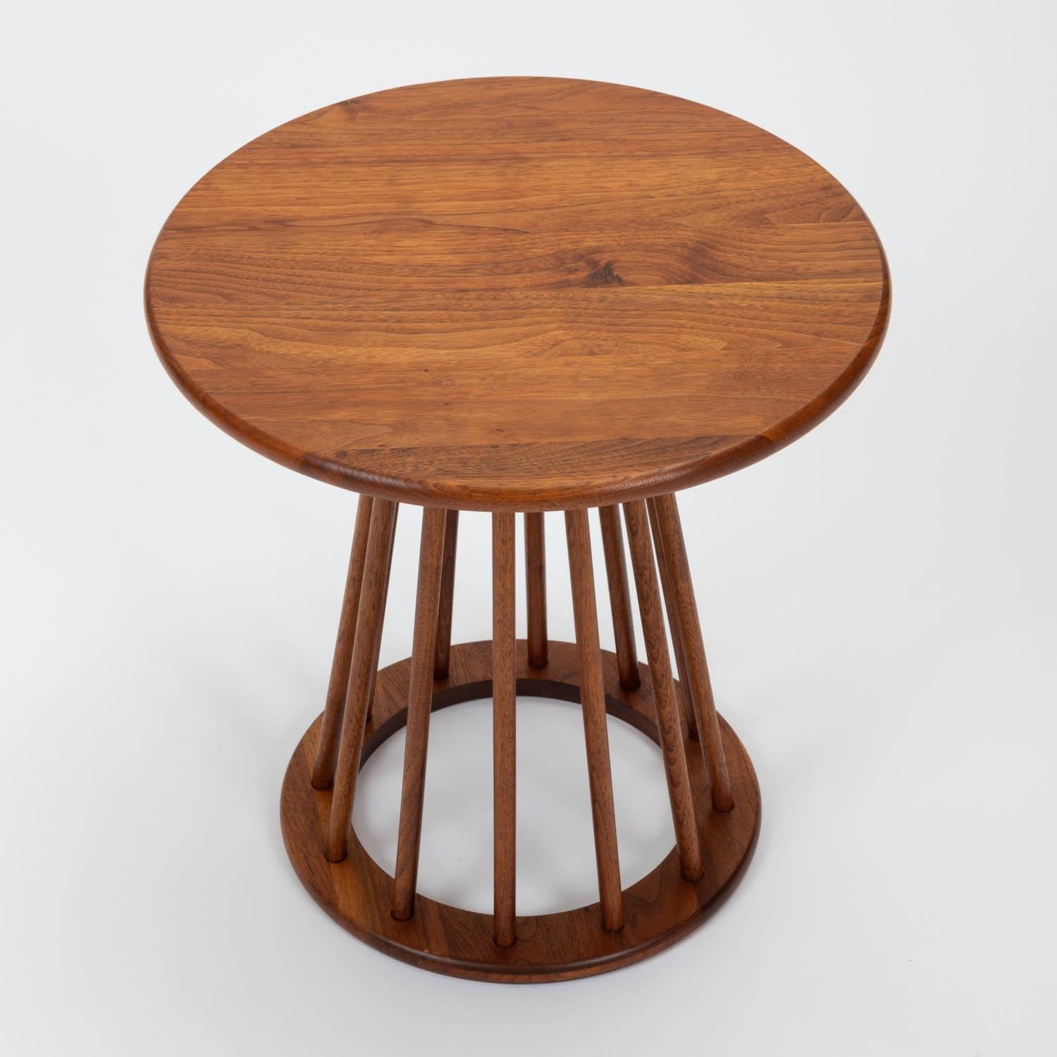 Pair of Round Walnut Side Tables by Arthur Umanoff for Washington Woodcraft 5