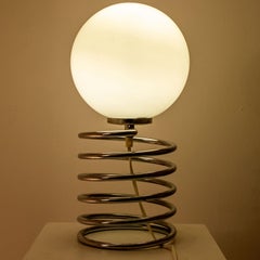 Pair of Round White Table Light in the style of Mazzega