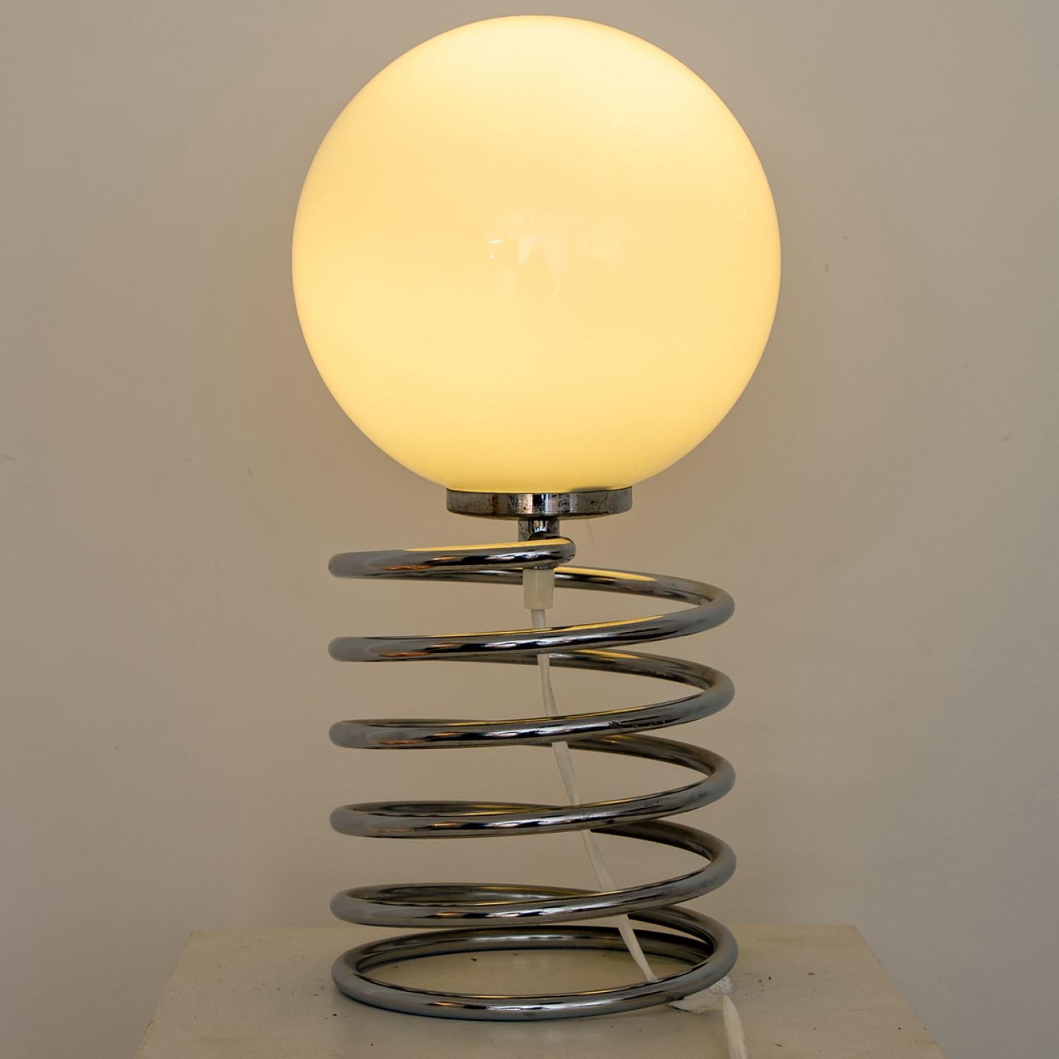 Mid-Century Modern Pair of Round White Table Light in the style of Mazzega For Sale