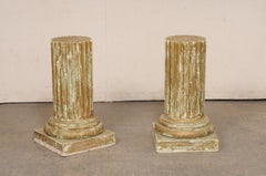 Pair of Rounded and Fluted Column Pedestals, 28" Tall