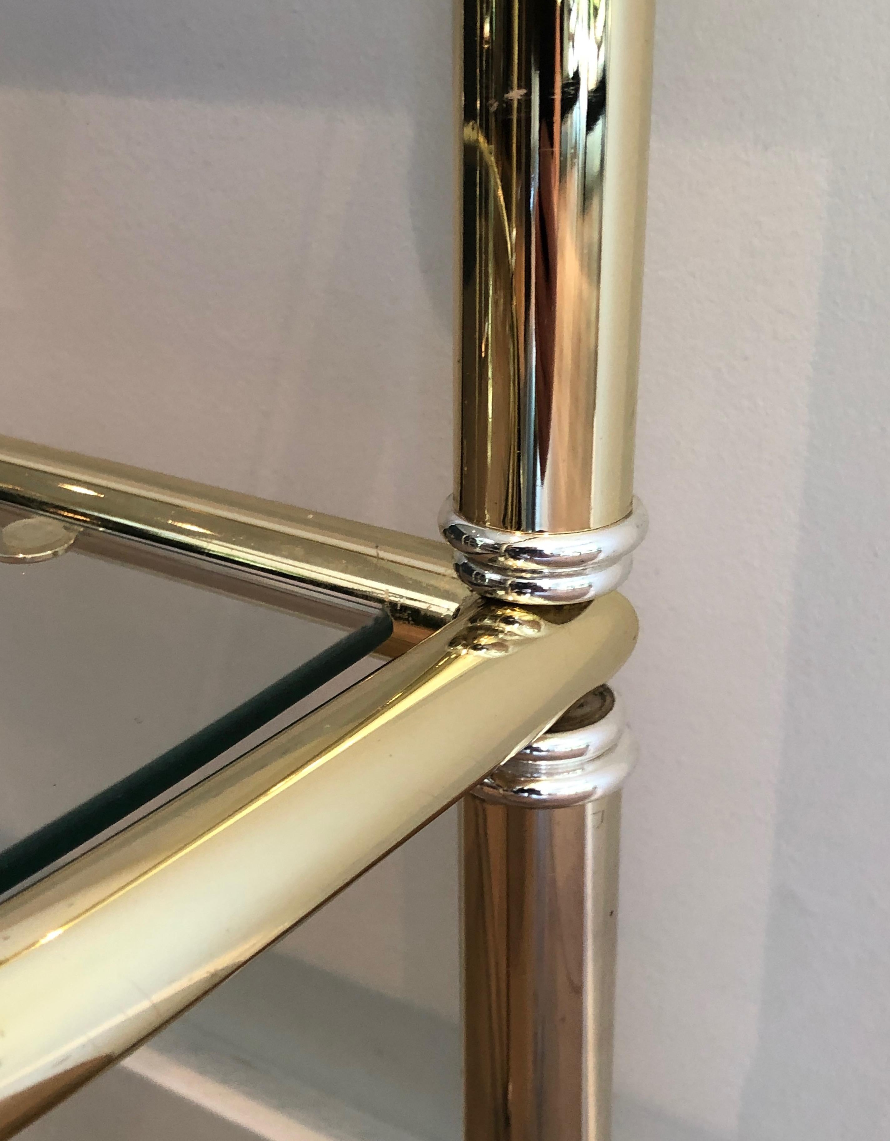 Pair of Rounded Brass and Silvered Side Tables For Sale 4