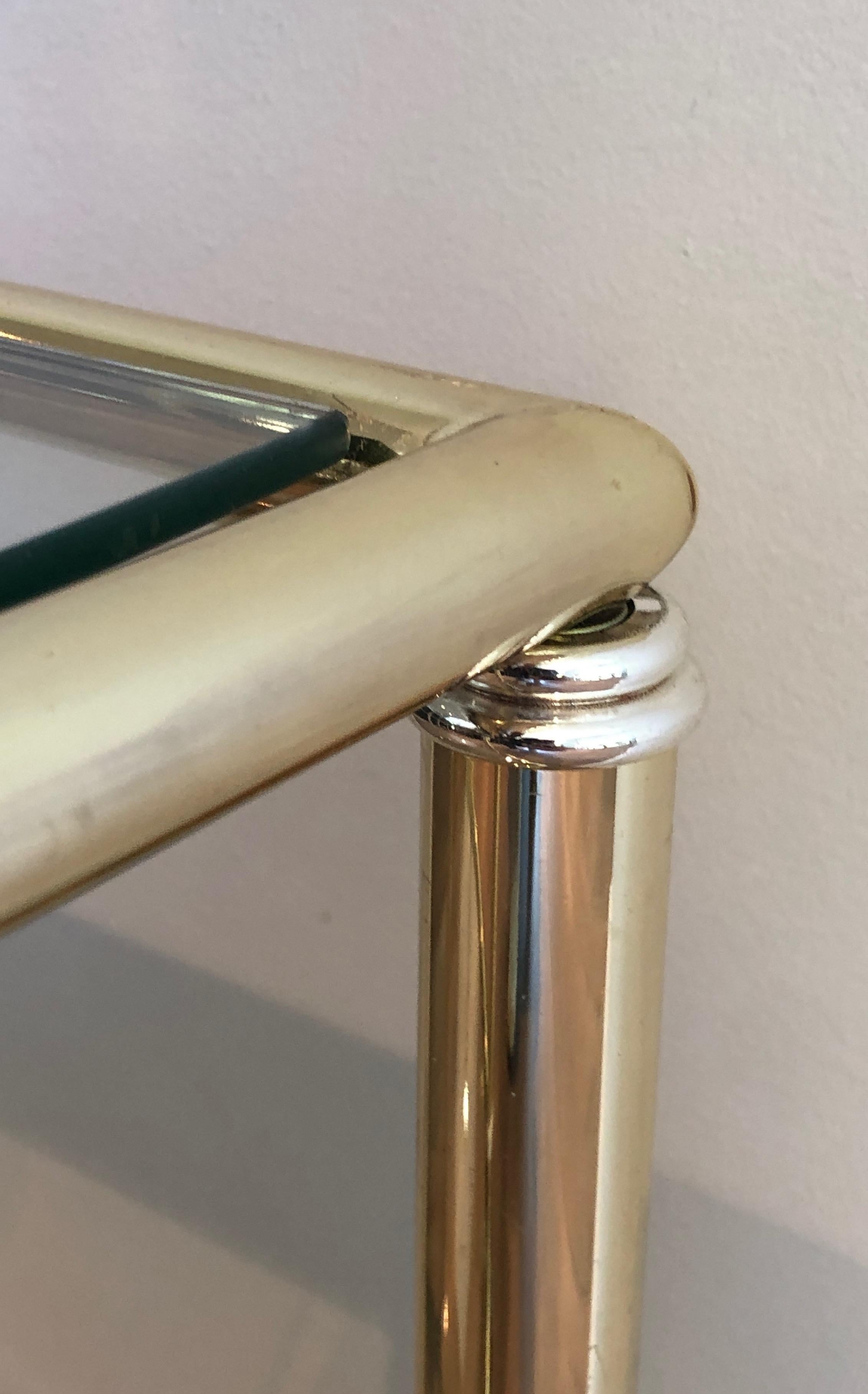 Pair of Rounded Brass and Silvered Side Tables For Sale 7