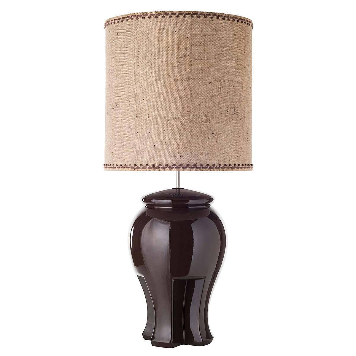 Italian Pair of Rounded Ceramic Table Lamps For Sale