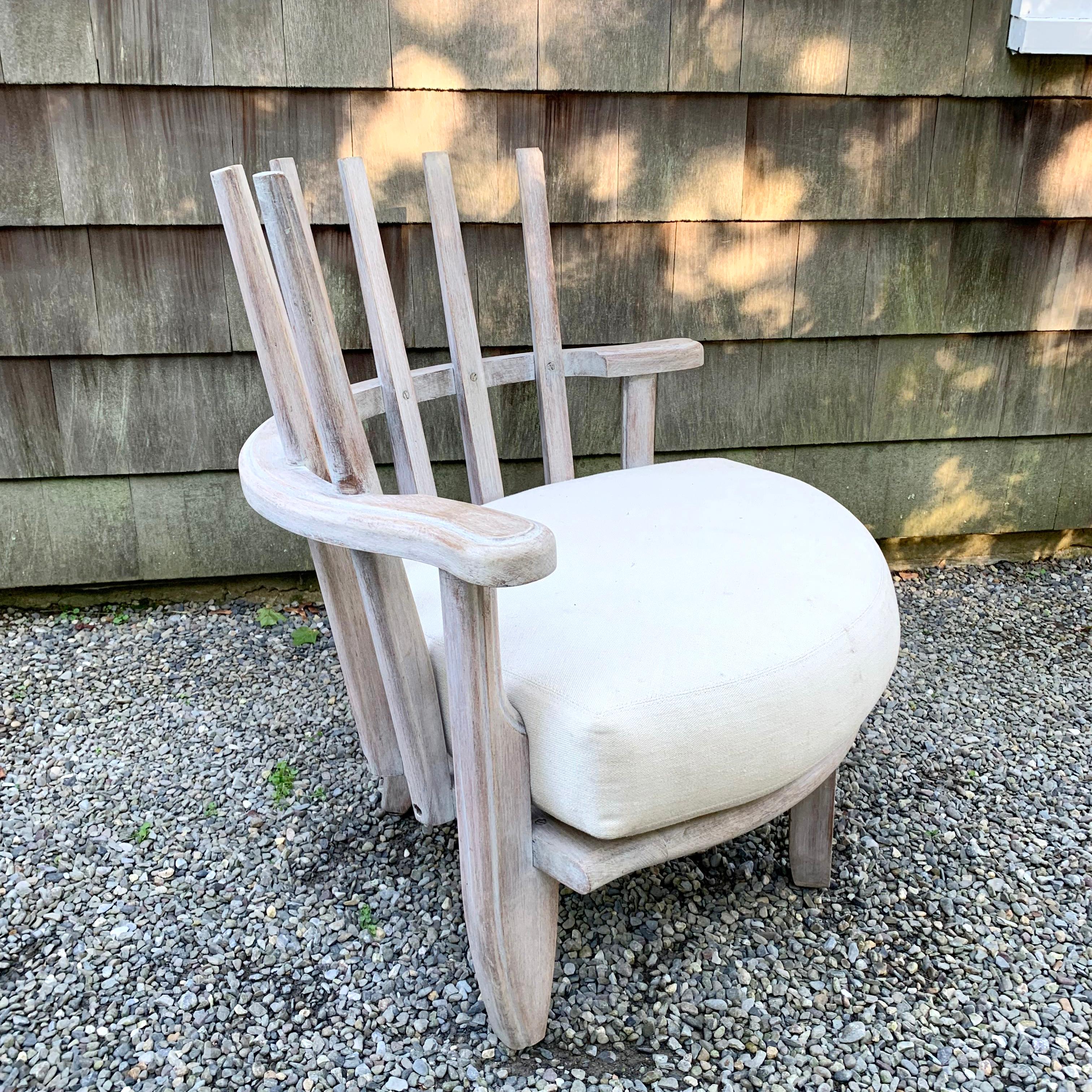 20th Century Rounded Slat Back Chair in the style of Guillerme & Chambron For Sale