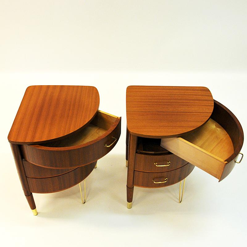 Mid-20th Century Midcentury pair of roundshaped Mahogany small tables, Scandinavia 1950`s