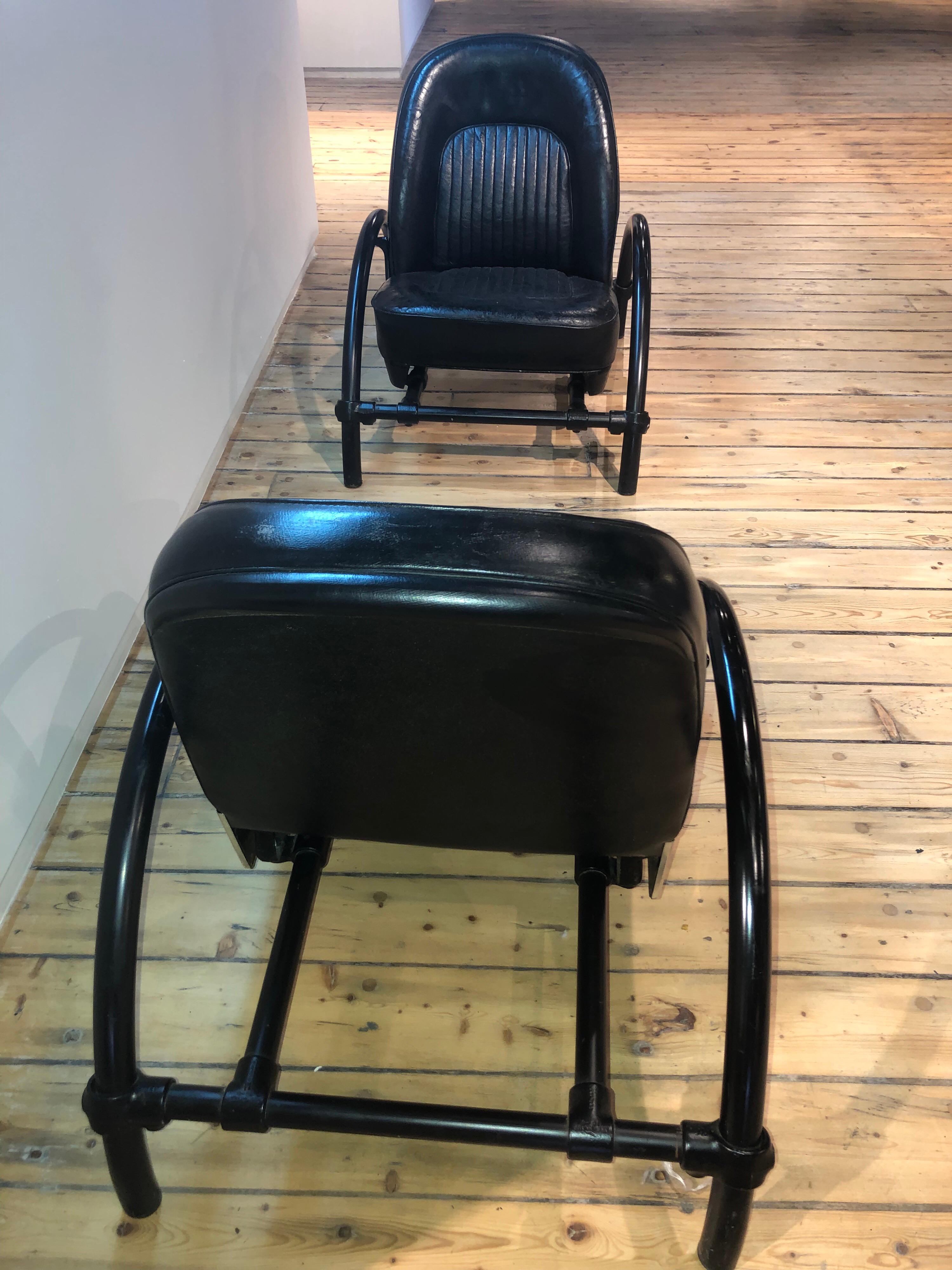 Leather Pair of Rover Chairs by Ron Arad for One Off LTD For Sale
