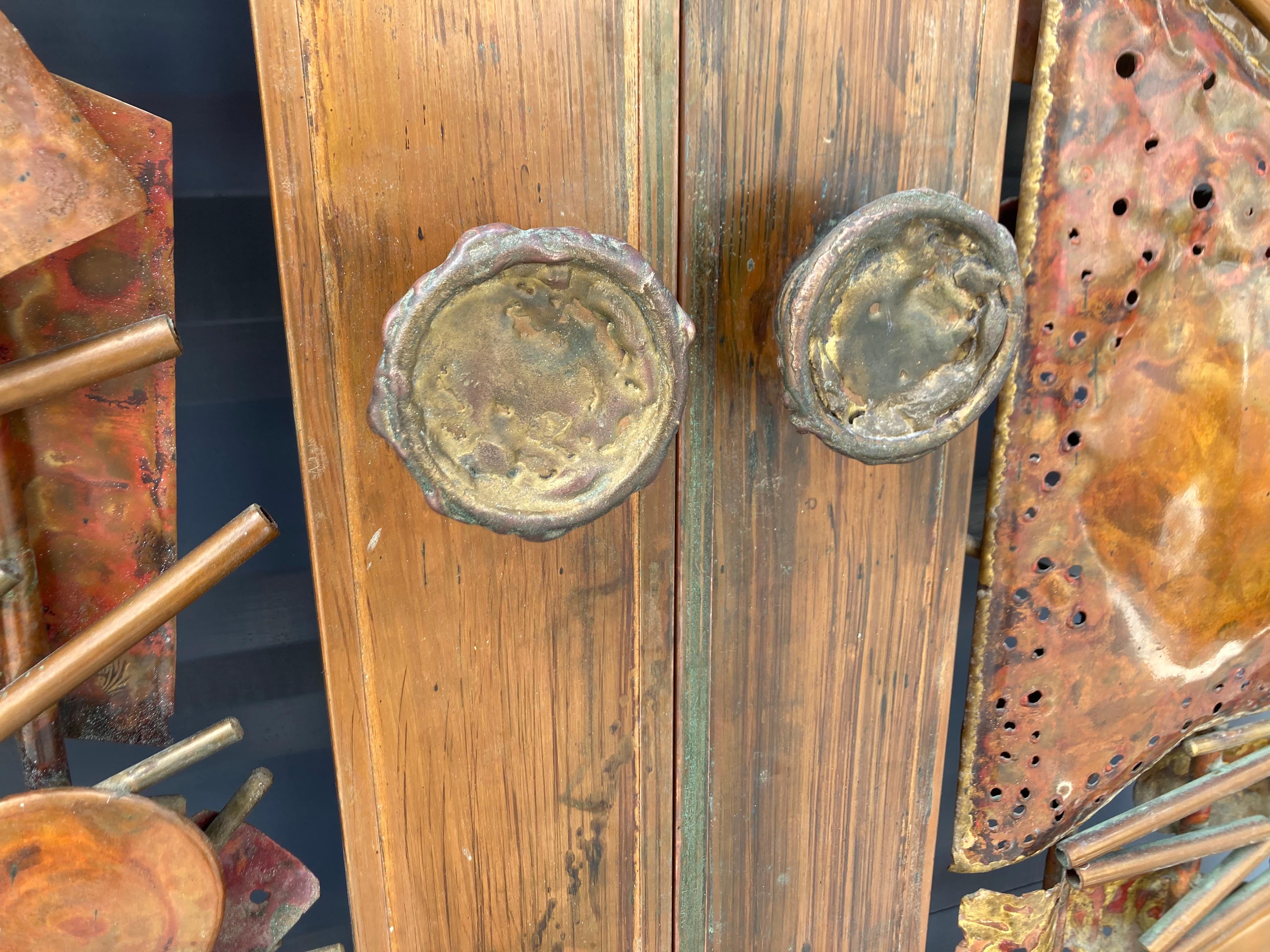 Pair of Roy R. Butler Copper Brass Brutalist Doors, Mid-Century Modern USA 5