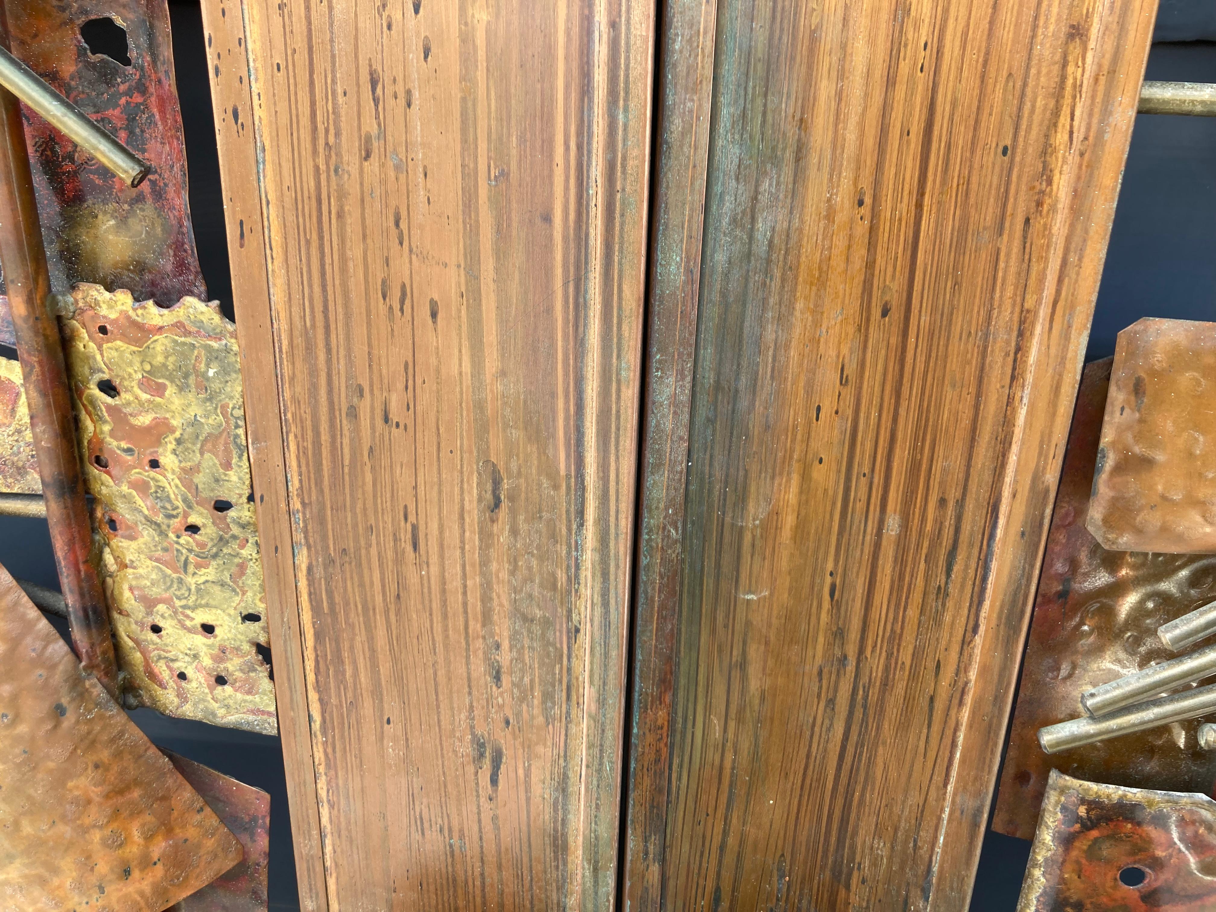Pair of Roy R. Butler Copper Brass Brutalist Doors, Mid-Century Modern USA 6