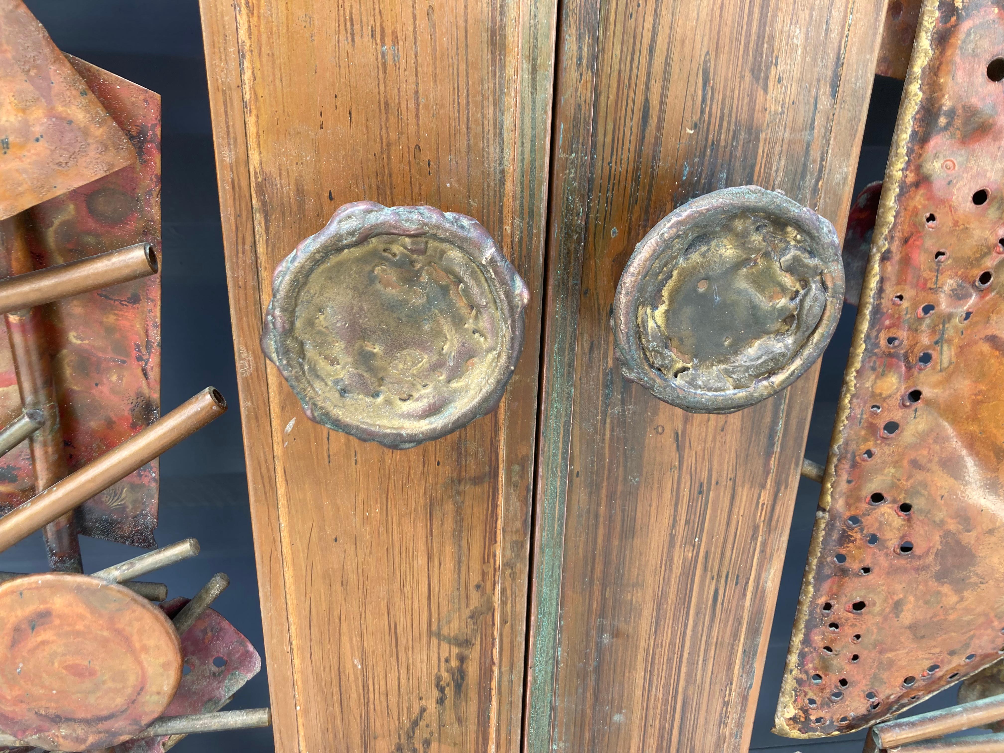 American Pair of Roy R. Butler Copper Brass Brutalist Doors, Mid-Century Modern USA