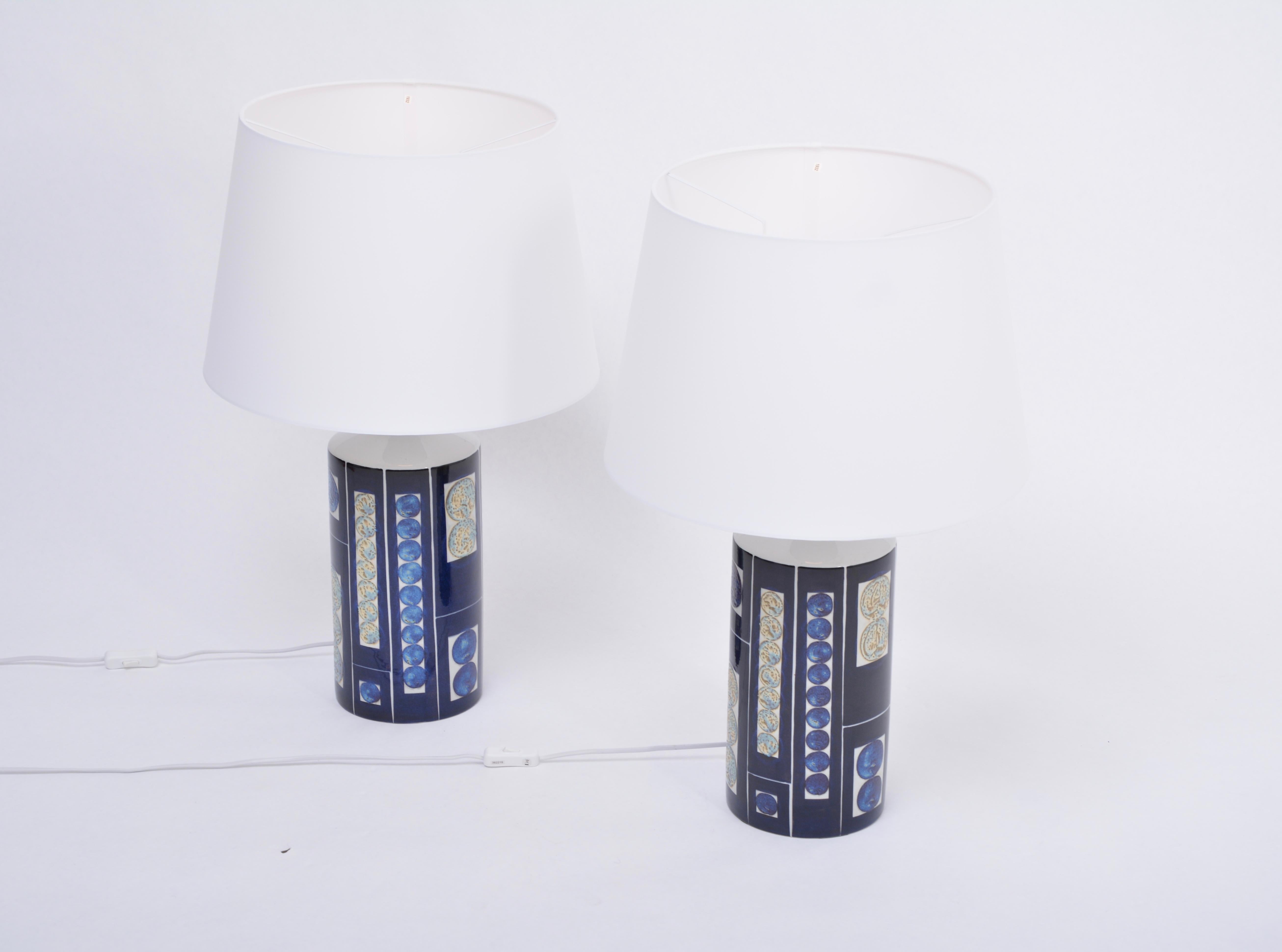 Danish Pair of blue Mid-Century Modern table lamps by Ingelise Koefoed for Fog & Mørup