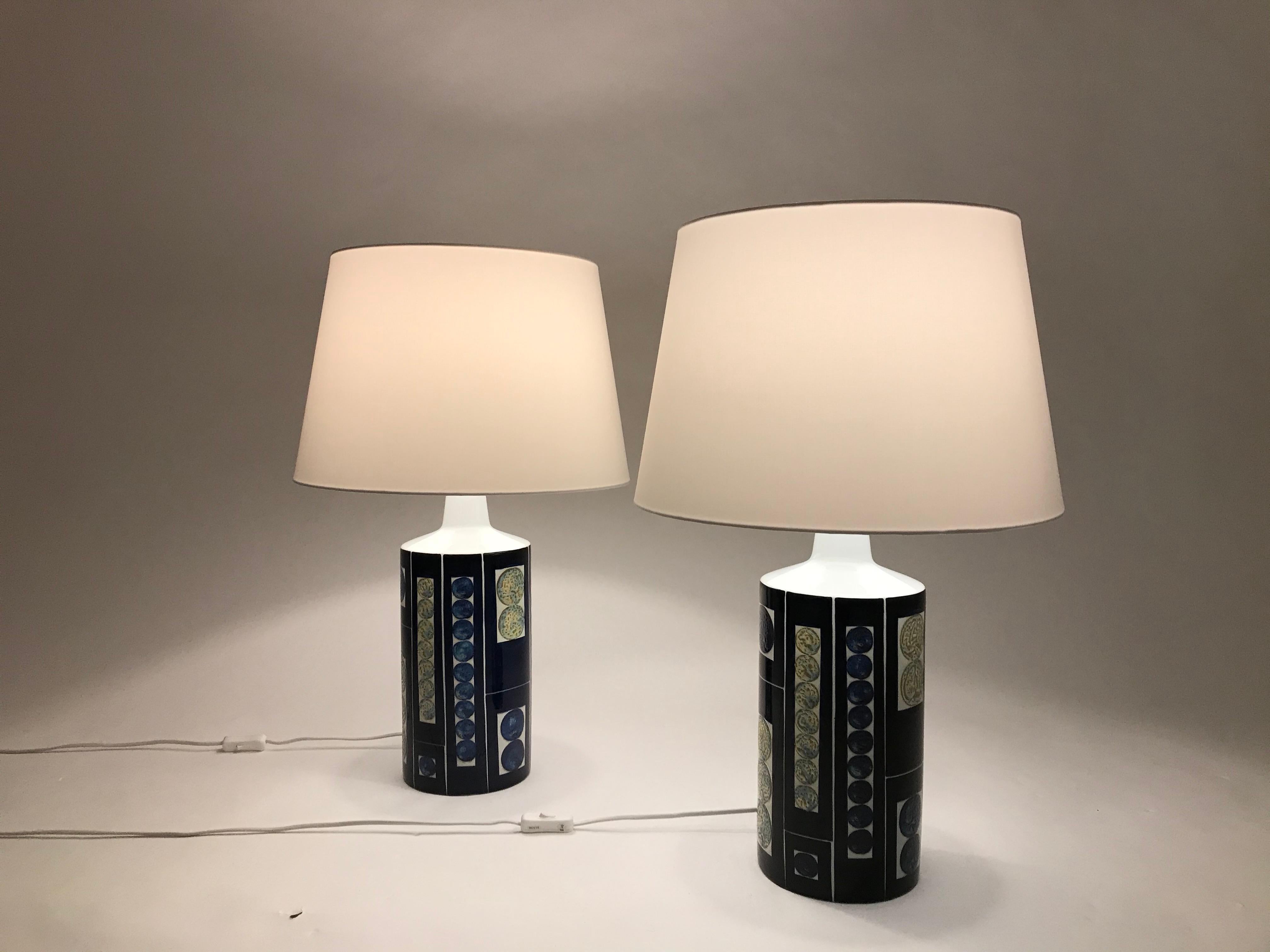 Pair of blue Mid-Century Modern table lamps by Ingelise Koefoed for Fog & Mørup 3