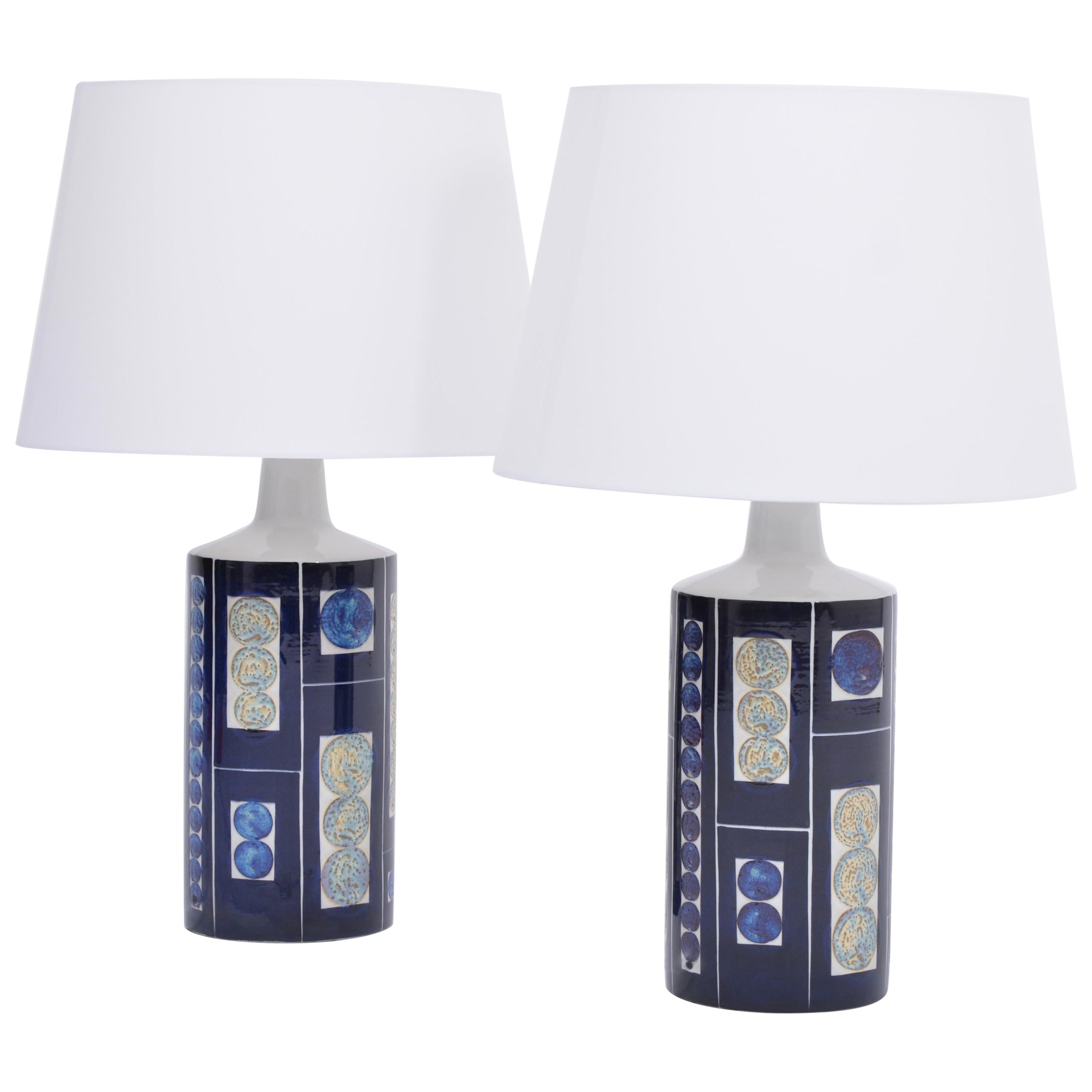 Pair of blue Mid-Century Modern table lamps by Ingelise Koefoed for Fog & Mørup