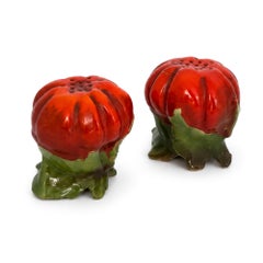 Pair of Royal Bayreuth Tomato Form Salt and Pepper Shakers, Germany, Early 20th