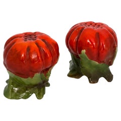 Pair of Royal Bayreuth Tomato Form Salt and Pepper Shakers, Germany, Early 20th