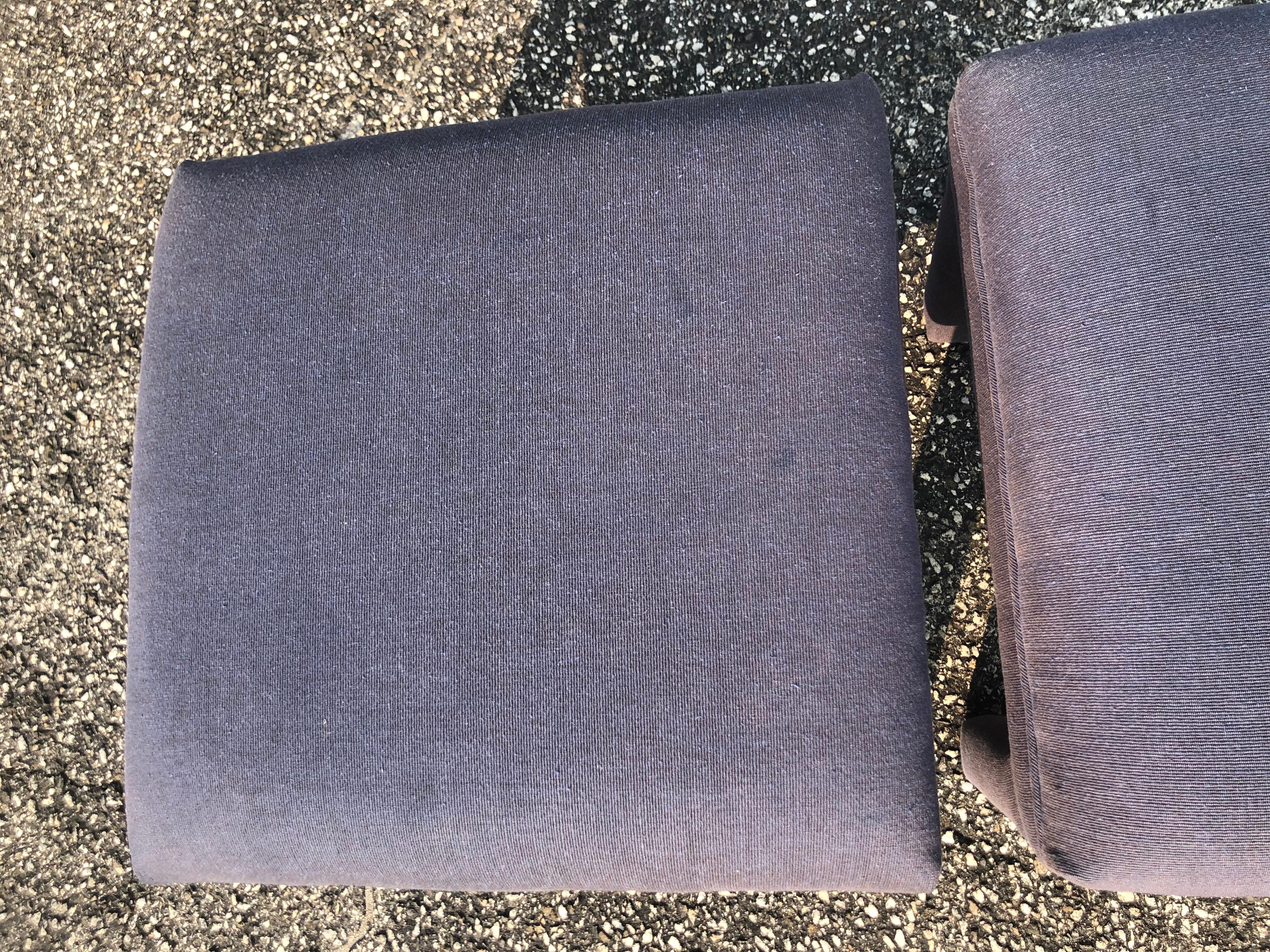 Pair of Royal Blue Upholstered Ottomans 6