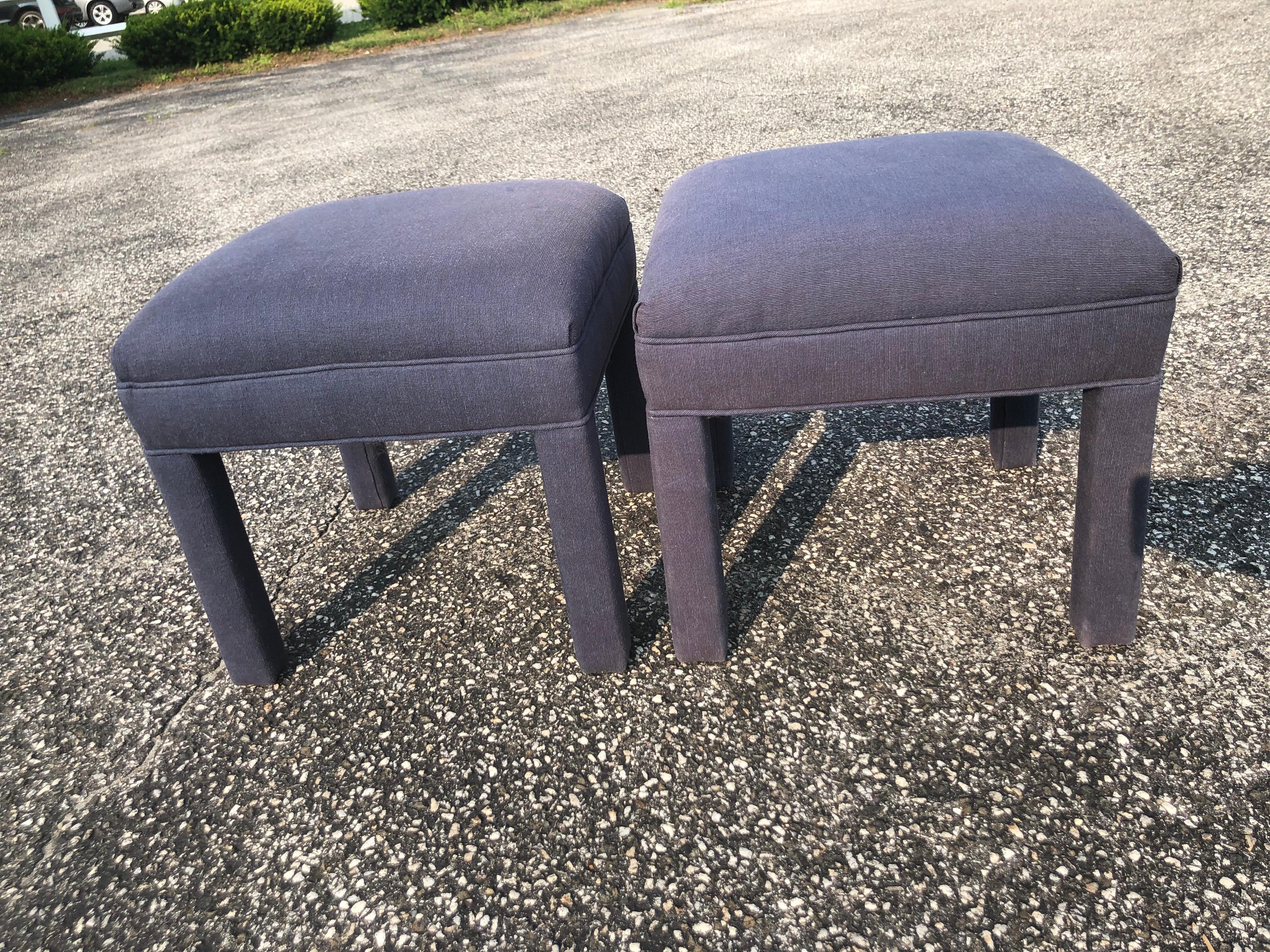 Pair of Royal Blue Upholstered Ottomans 13