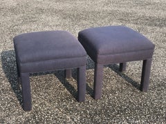 Pair of Royal Blue Upholstered Ottomans