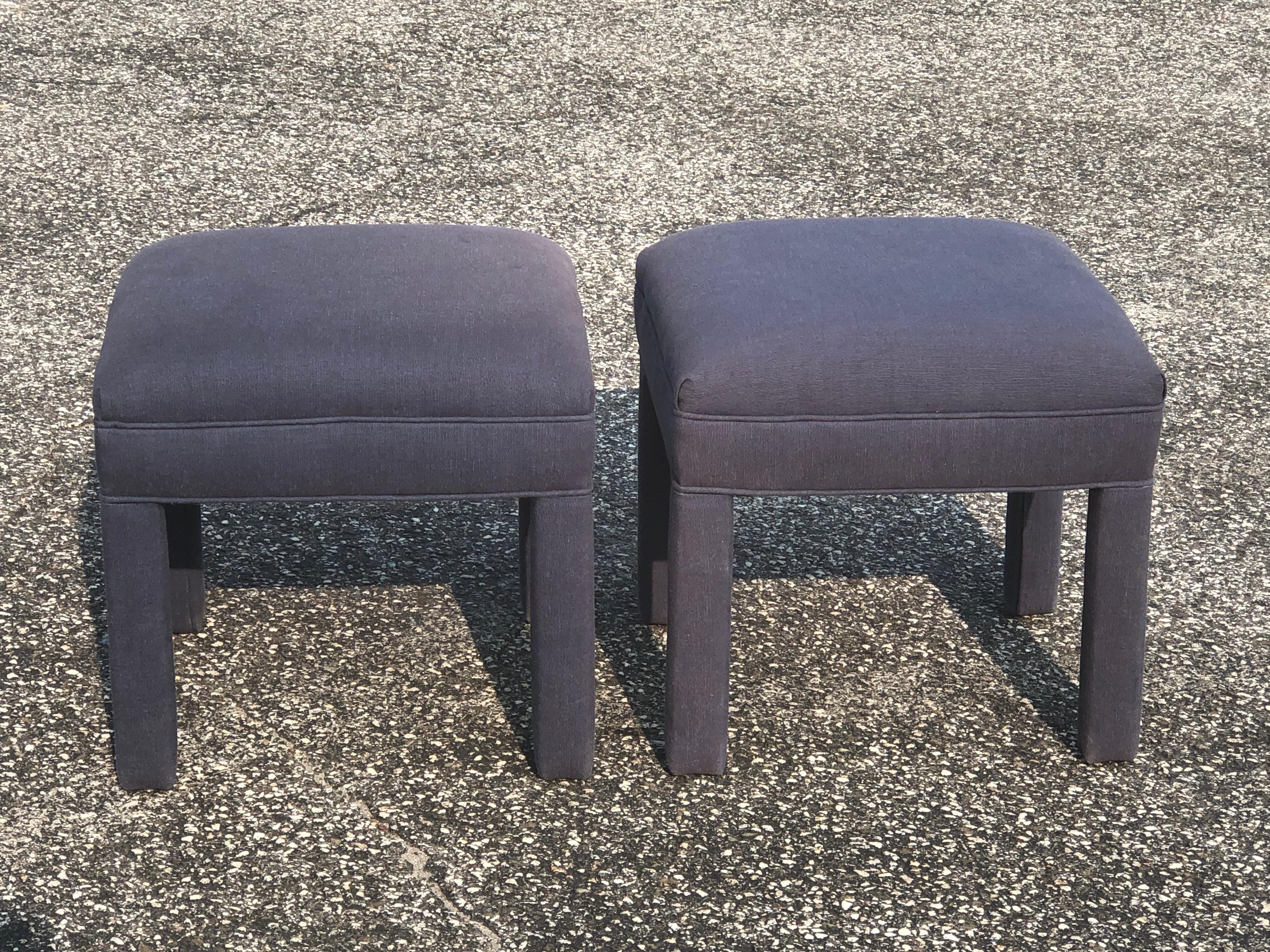 Pair of Royal Blue Upholstered Ottomans In Good Condition In Redding, CT