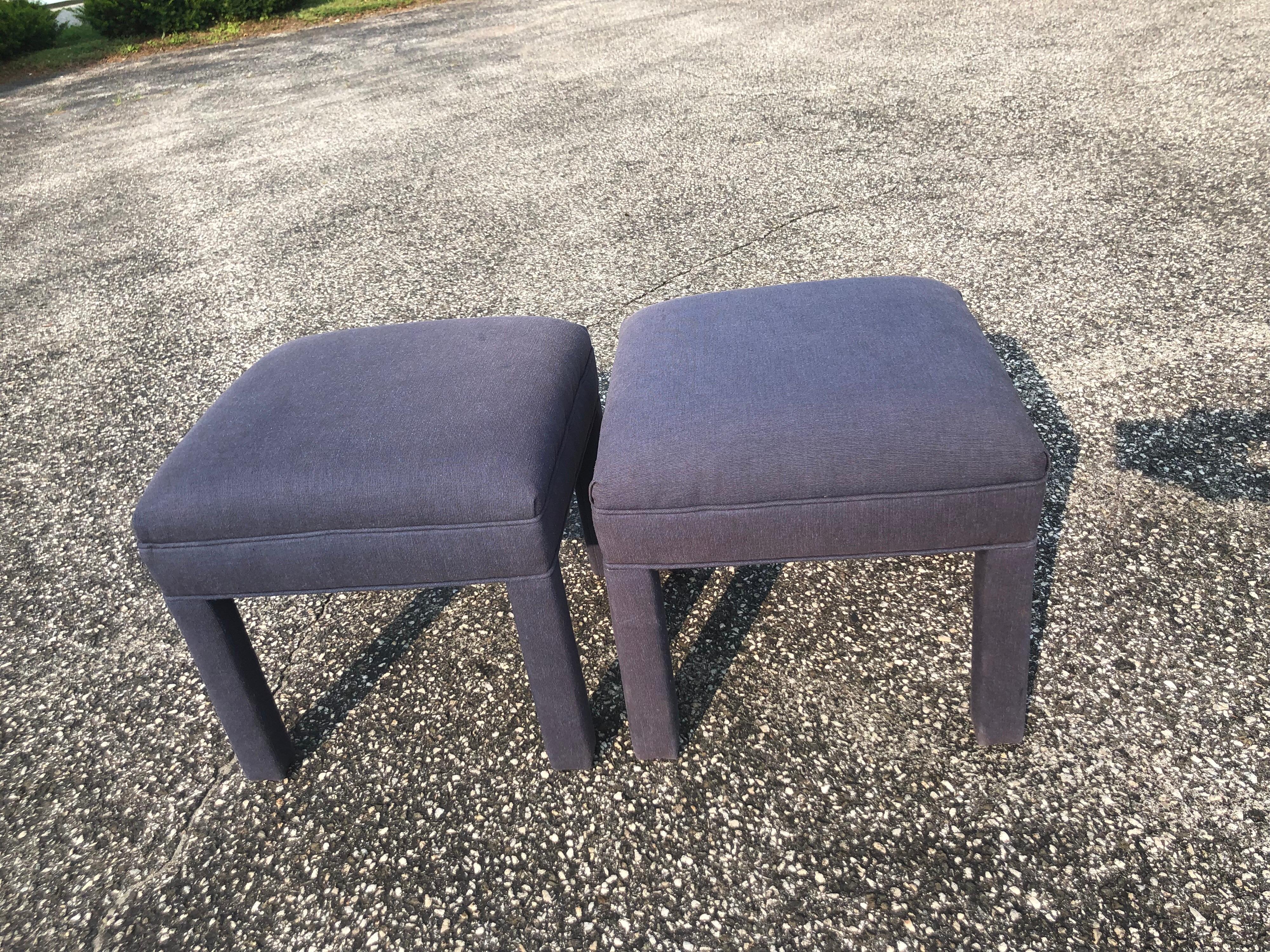 Pair of Royal Blue Upholstered Ottomans 2