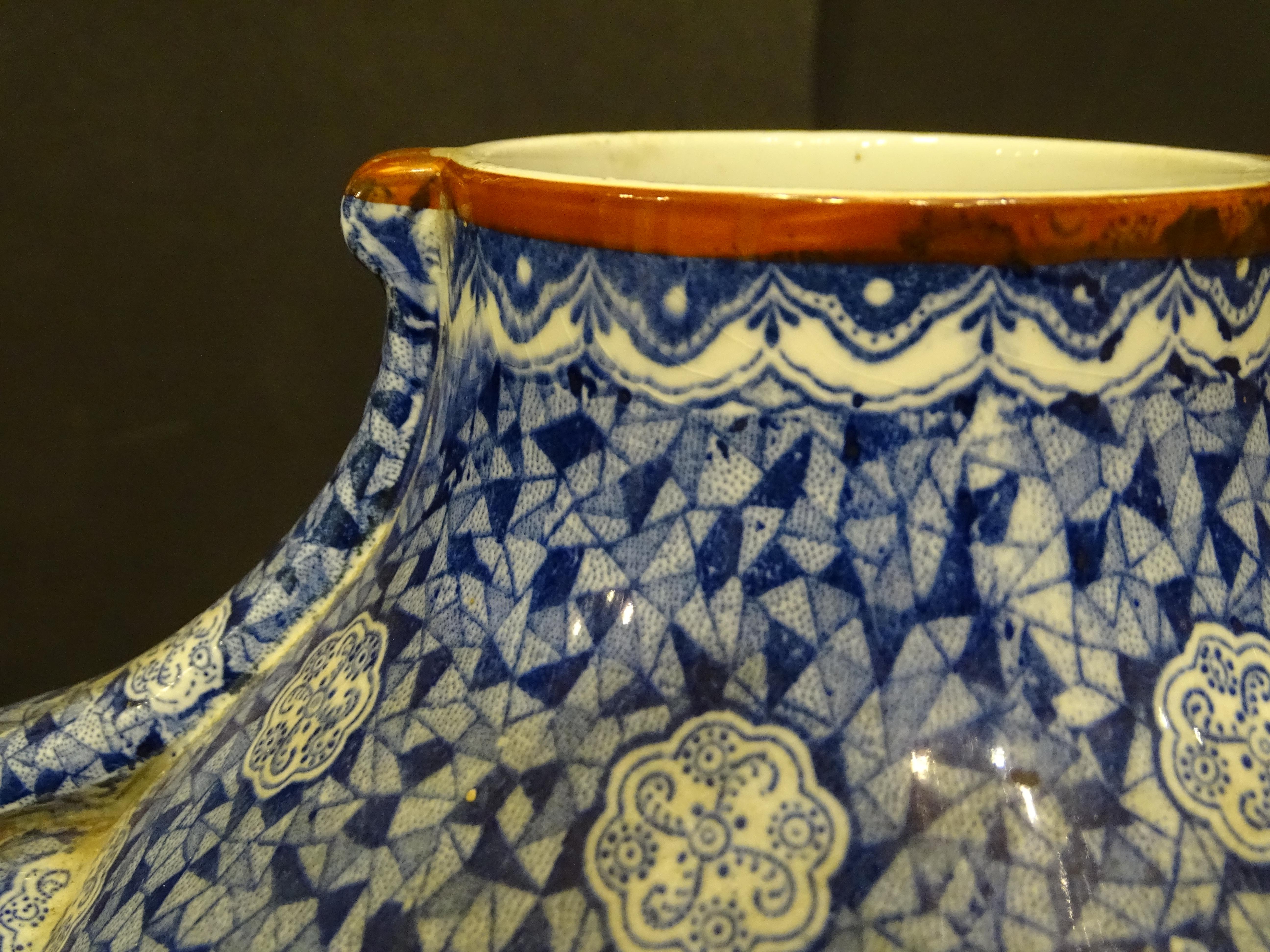 Pair of Royal Bon Ceramic Bluewhite Vases, by Fran Anton Mehlem 4