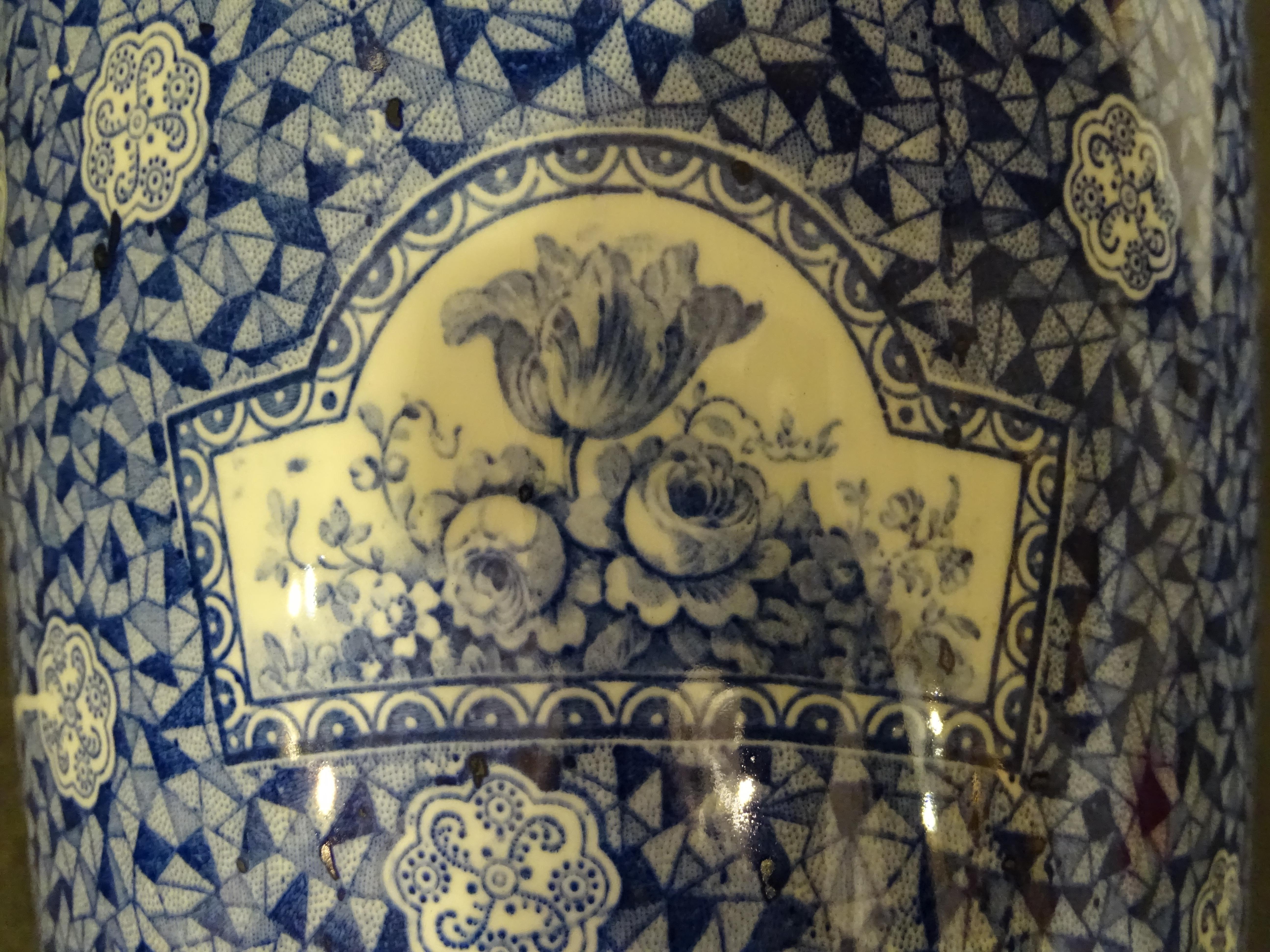 Pair of Royal Bon Ceramic Bluewhite Vases, by Fran Anton Mehlem 7