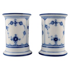 Antique Pair of Royal Copenhagen Blue Fluted Vases