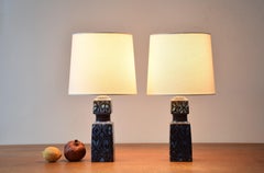 Pair of Royal Copenhagen Blue Table Lamps by Nils Thorsson, Danish Modern, 1970s