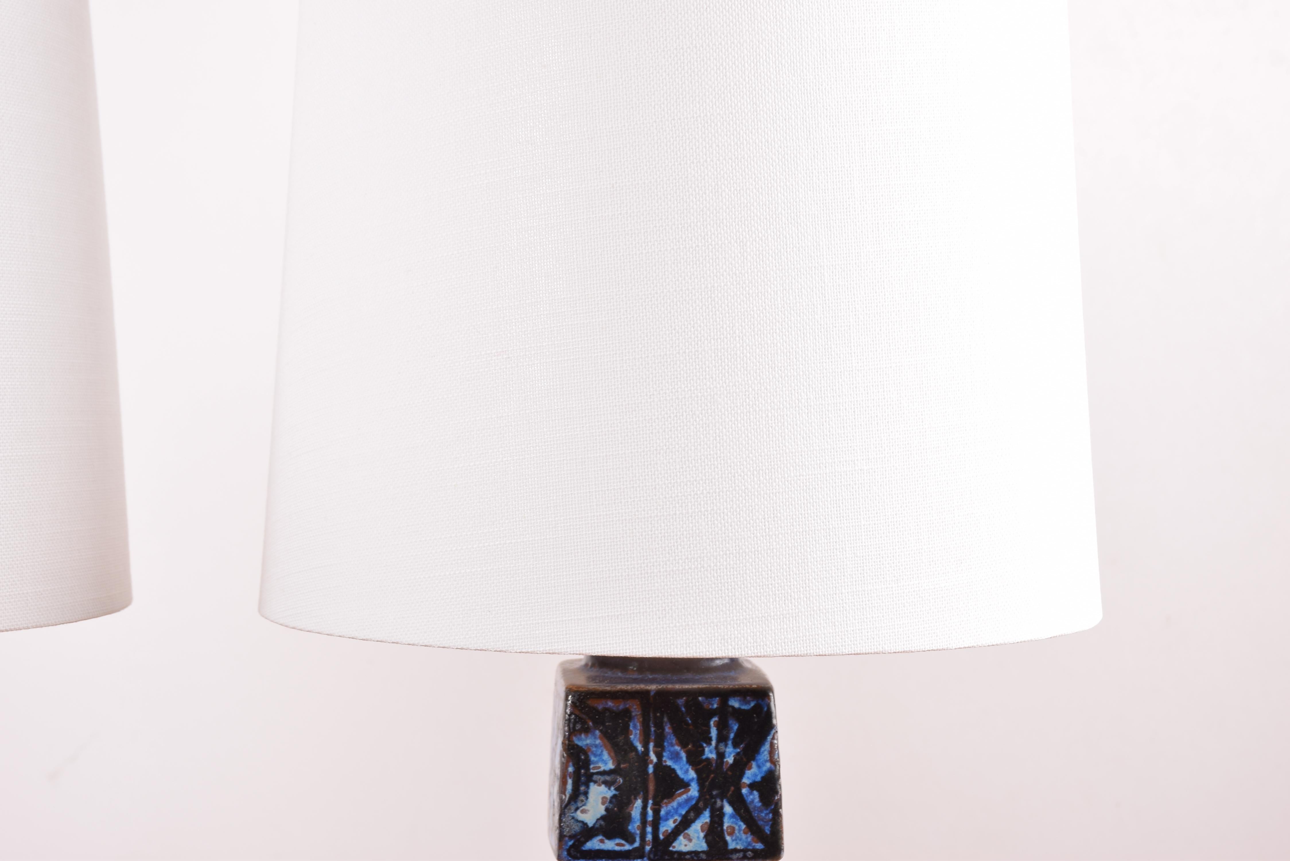 Pair of Royal Copenhagen Blue Table Lamps by Nils Thorsson, Danish Modern, 1970s For Sale 2