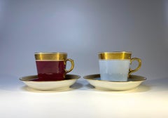 Pair of Royal Copenhagen Bone China Demitasse Cups and Saucers, Circa 1951