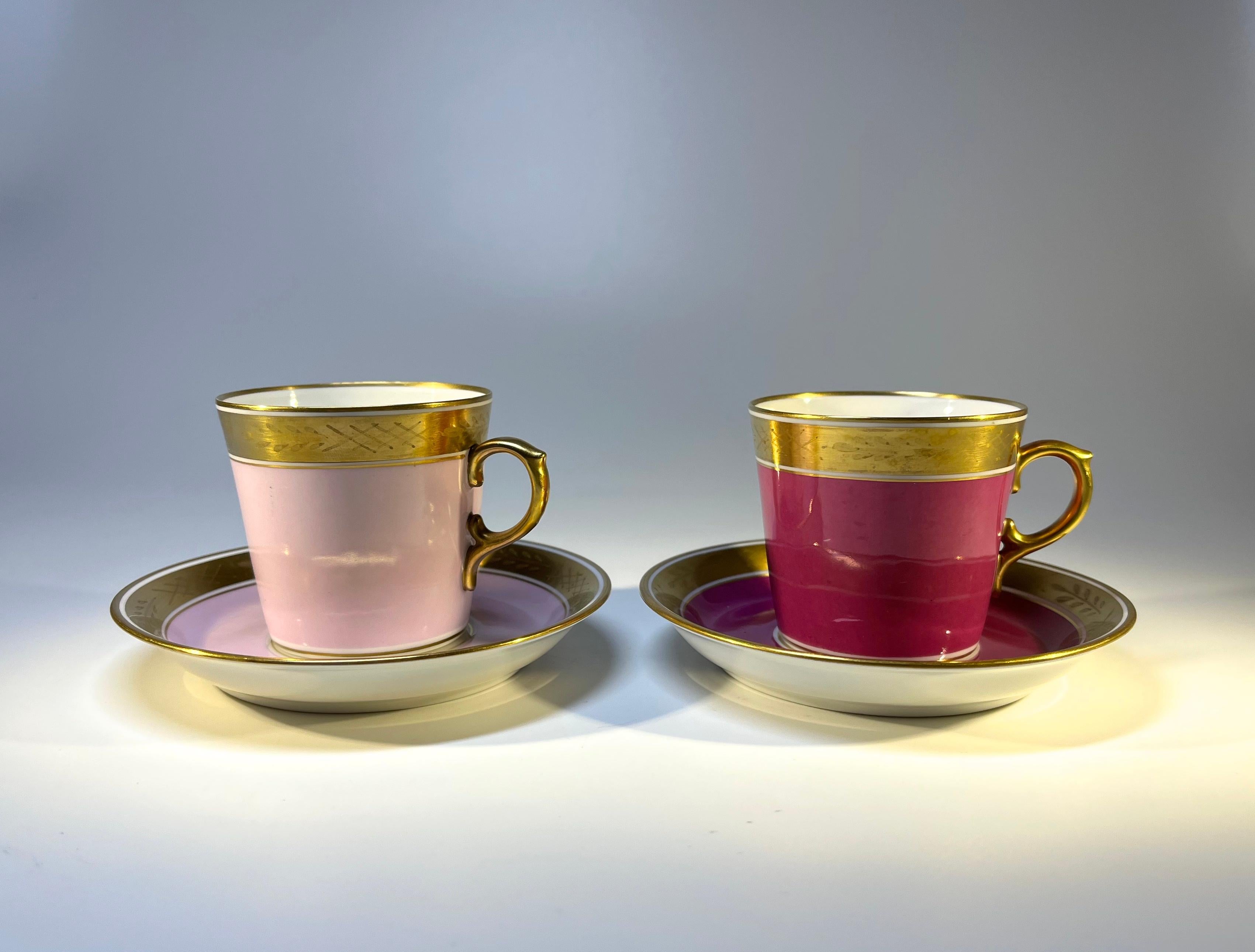 Glazed Pair of Royal Copenhagen Bone China Demitasse Cups and Saucers circa 1951 For Sale