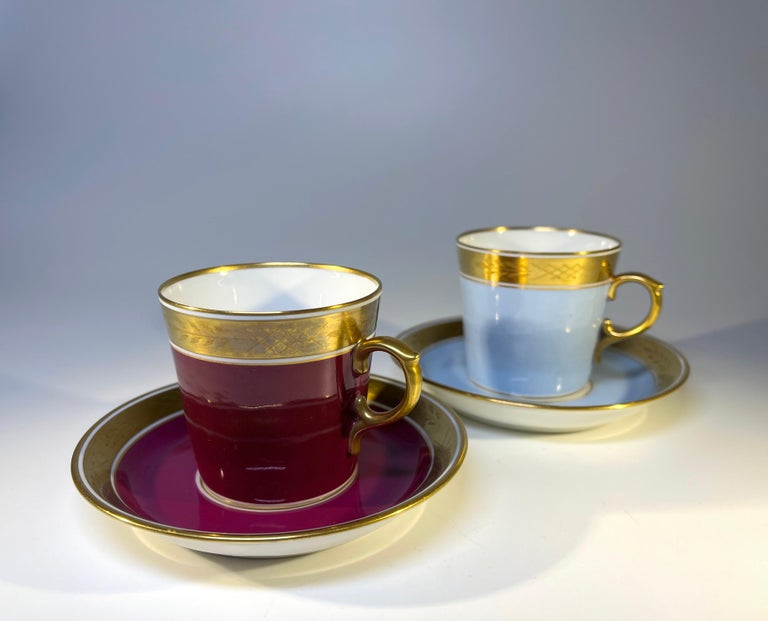 Pair of Royal Copenhagen Bone China Demitasse Cups and Saucers, Circa