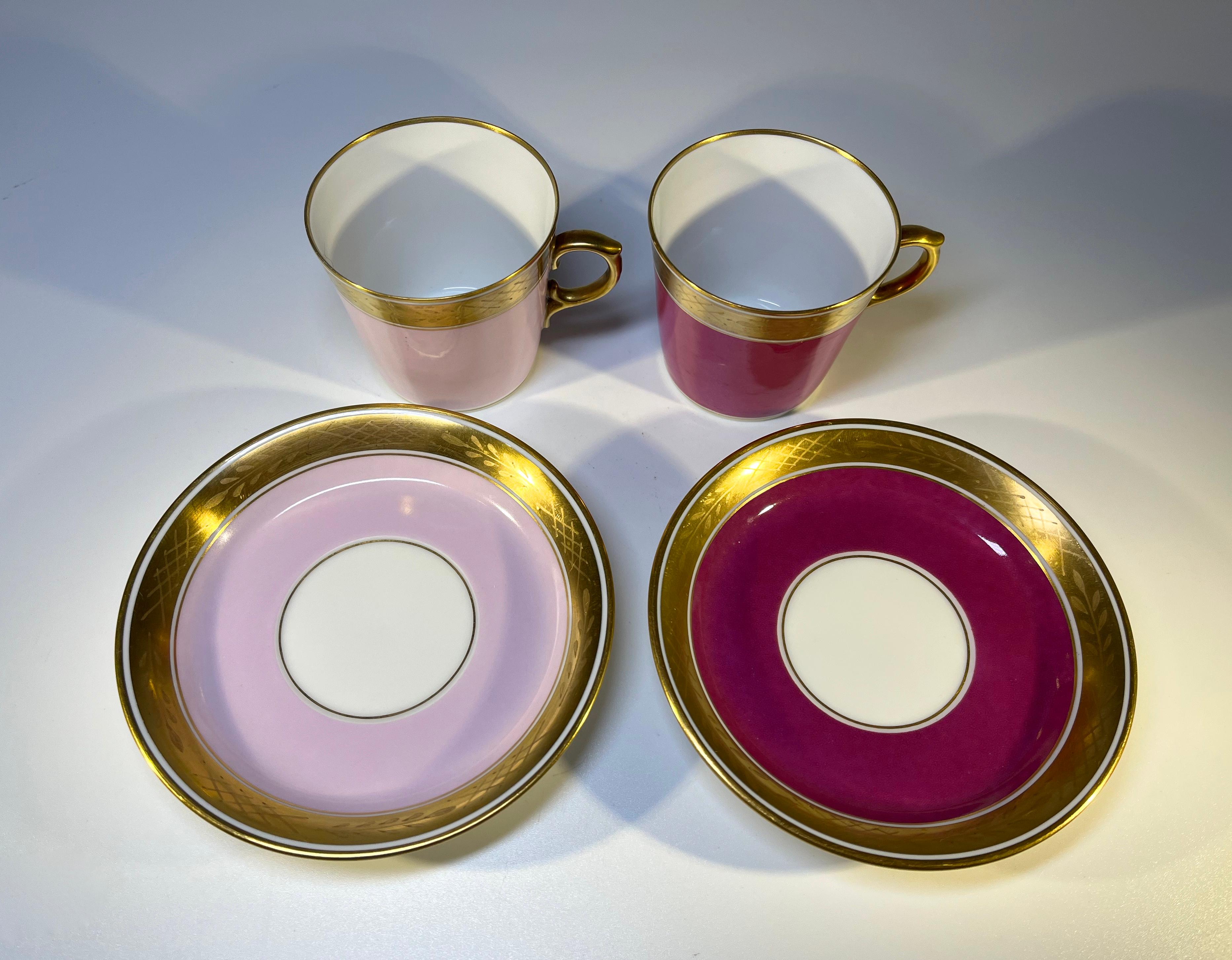 Porcelain Pair of Royal Copenhagen Bone China Demitasse Cups and Saucers circa 1951 For Sale